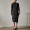 Split V Neck Jersey Shift Dress - Black sold by James Perse