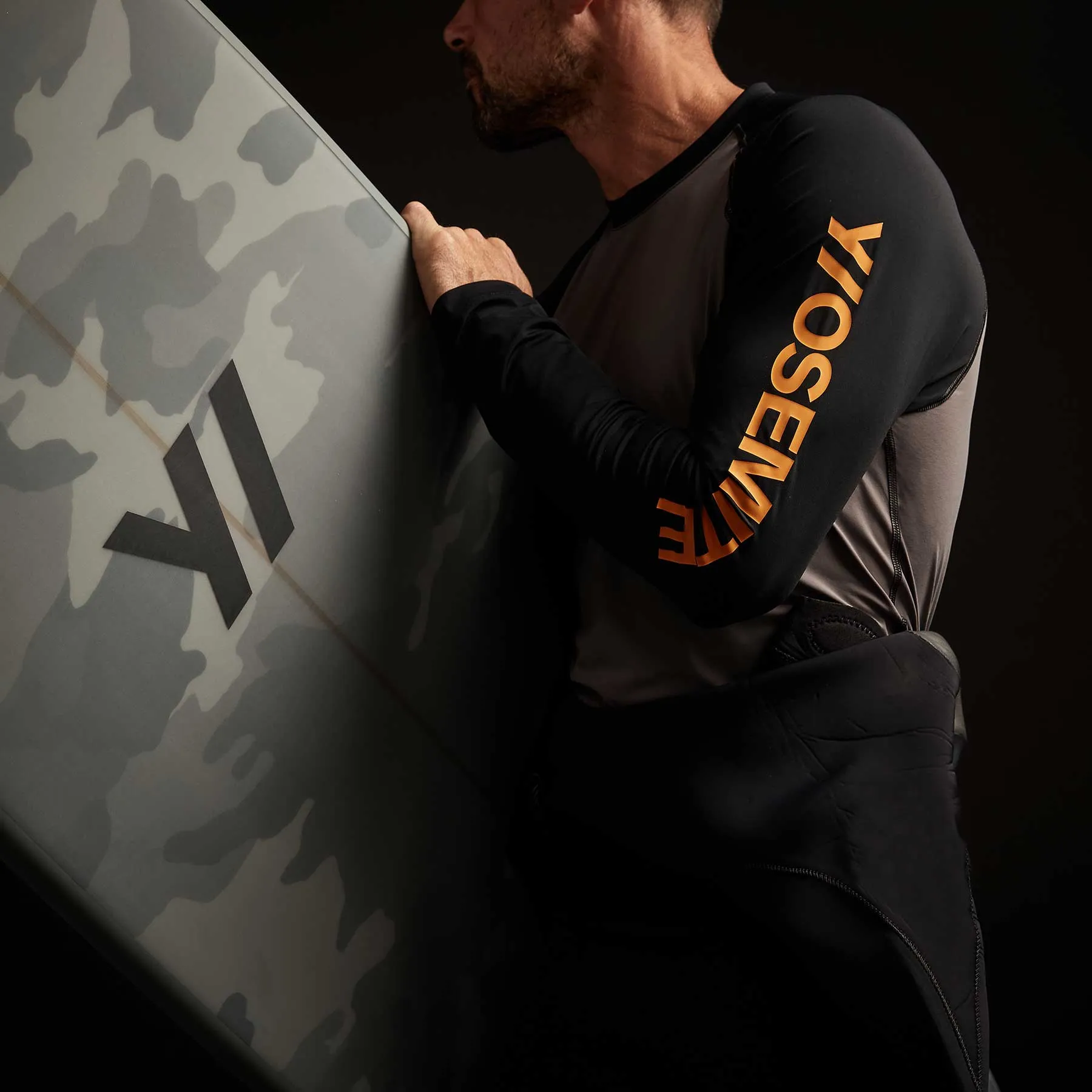 Graphic Performance Knit Raglan - Raccoon Grey/Black sold by James Perse