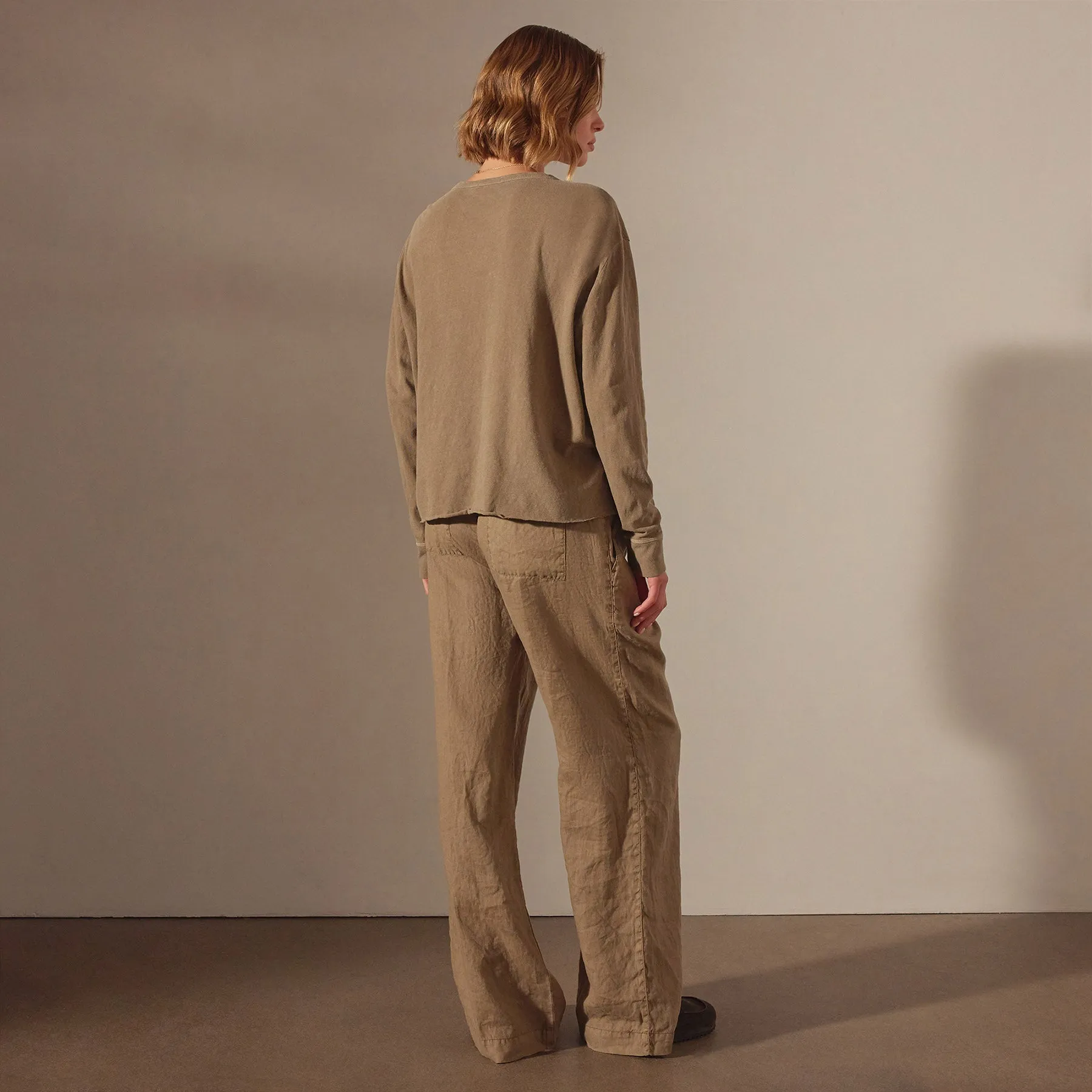 Long Sleeve Boxy Tee - Cashew Pigment sold by James Perse product image thumbnail 4