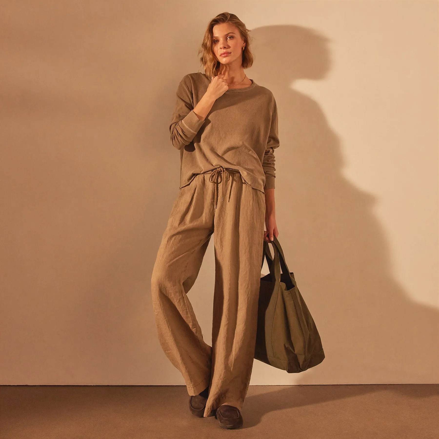 Long Sleeve Boxy Tee - Cashew Pigment sold by James Perse