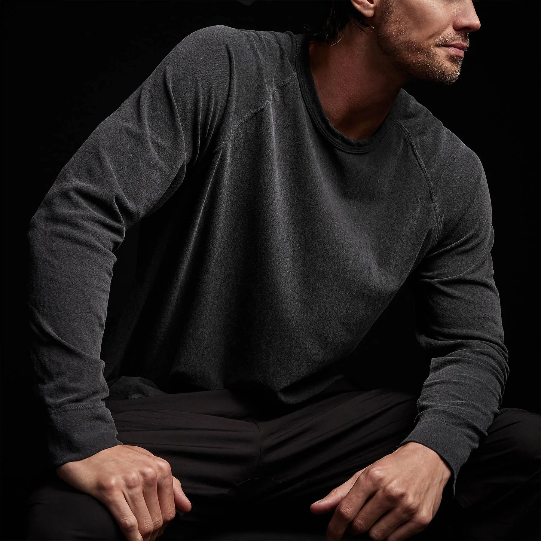 Recycled Brushed Jersey Raglan - Magma Pigment sold by James Perse