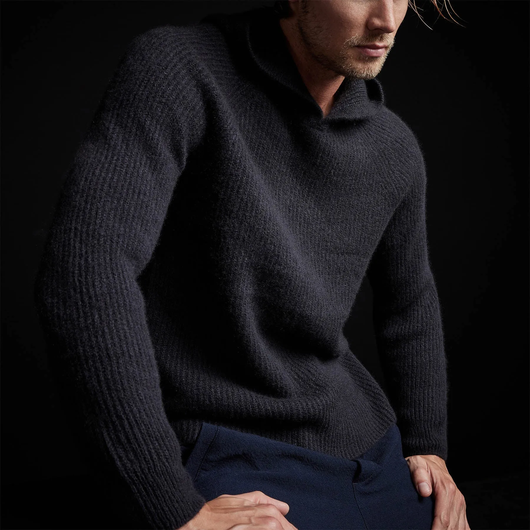 Cashmere Rib Hoodie - Black sold by James Perse product image thumbnail 3