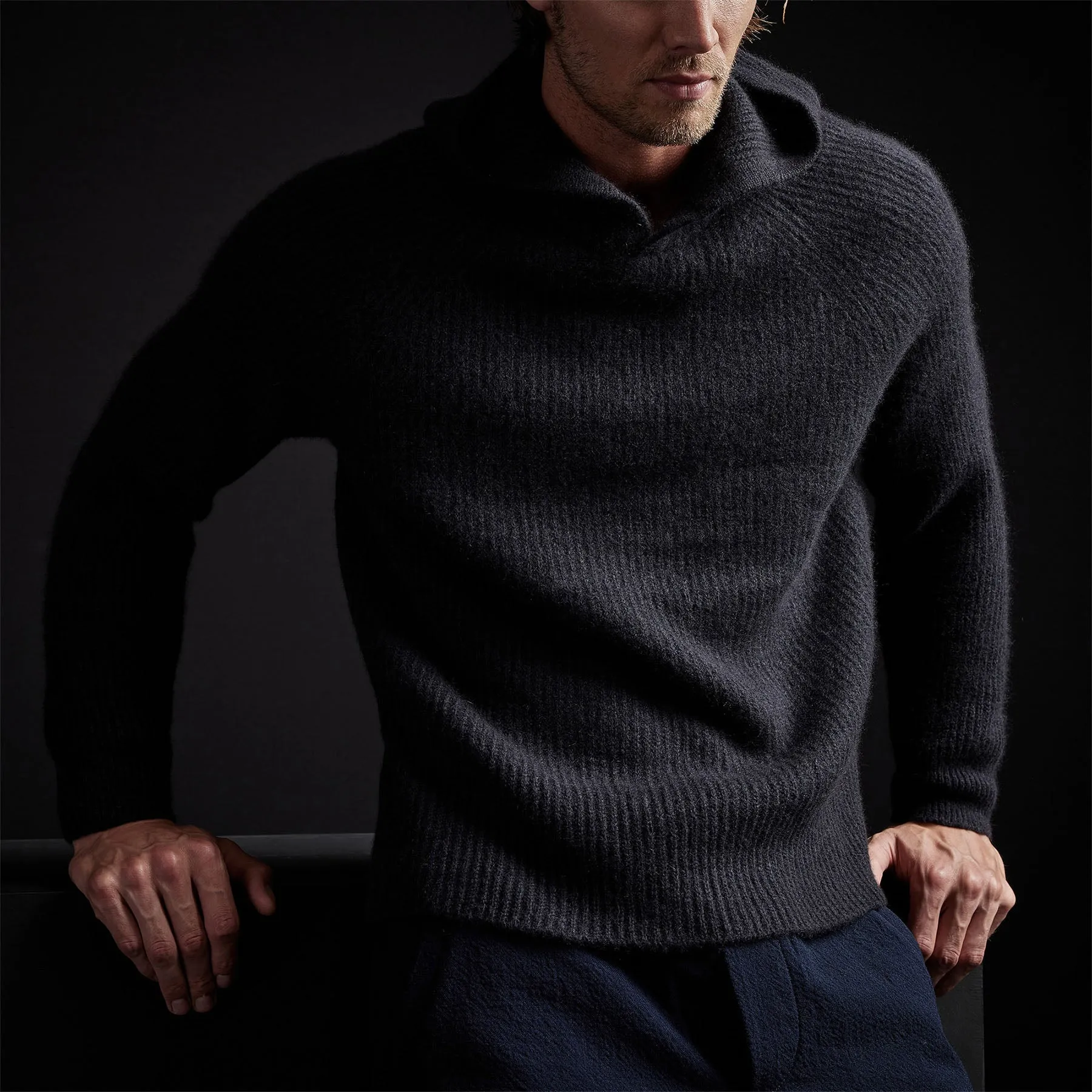 Cashmere Rib Hoodie - Black sold by James Perse product image thumbnail 2