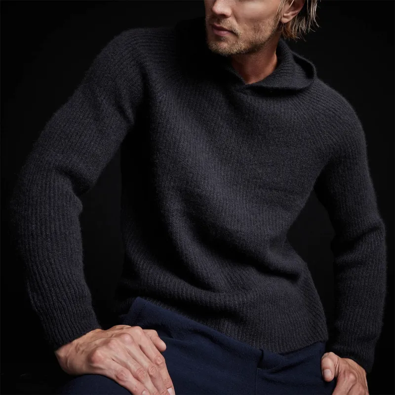 Cashmere Rib Hoodie - Black sold by James Perse