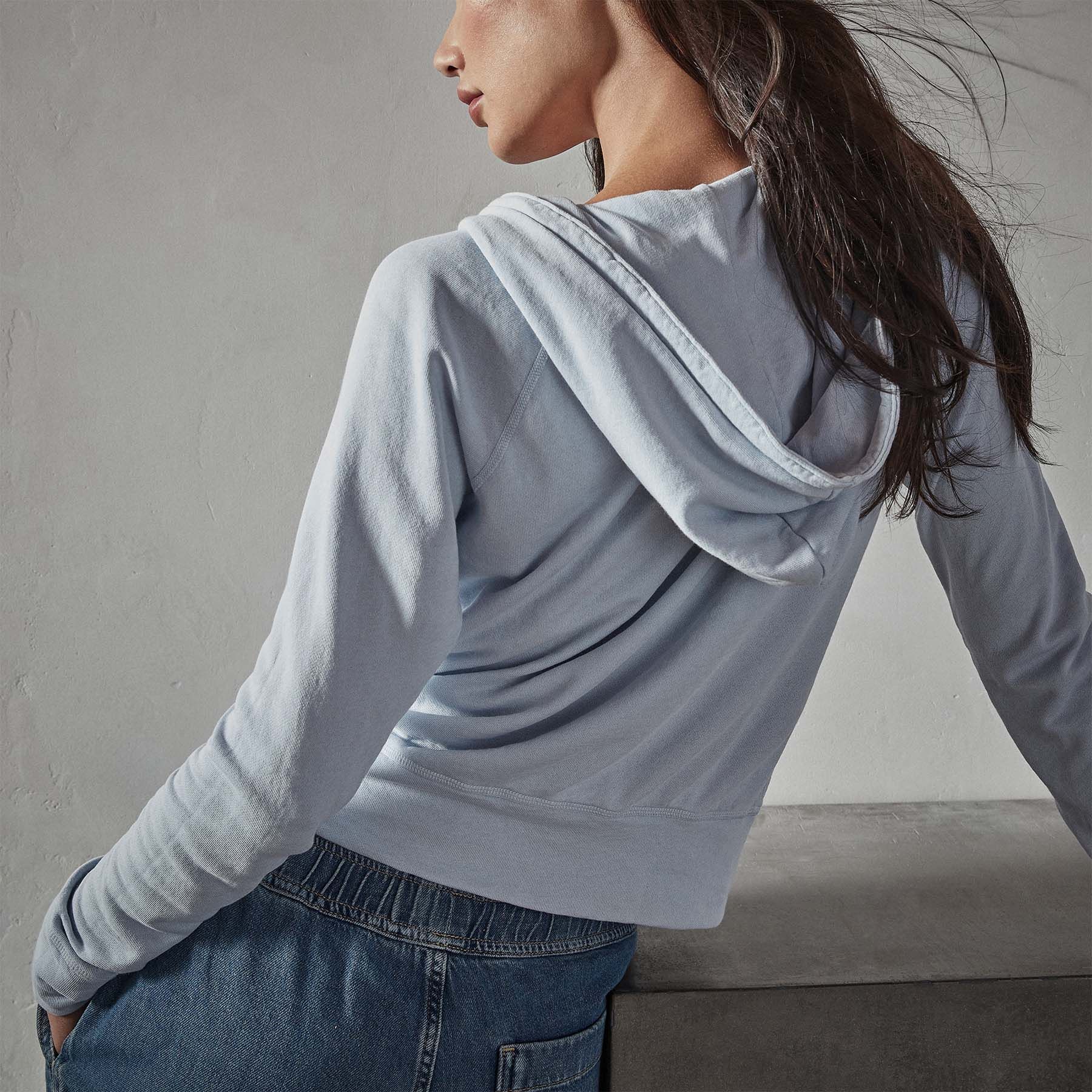 Vintage French Terry Zip Up Hoodie - Powder Blue Pigment sold by James Perse product image thumbnail 3