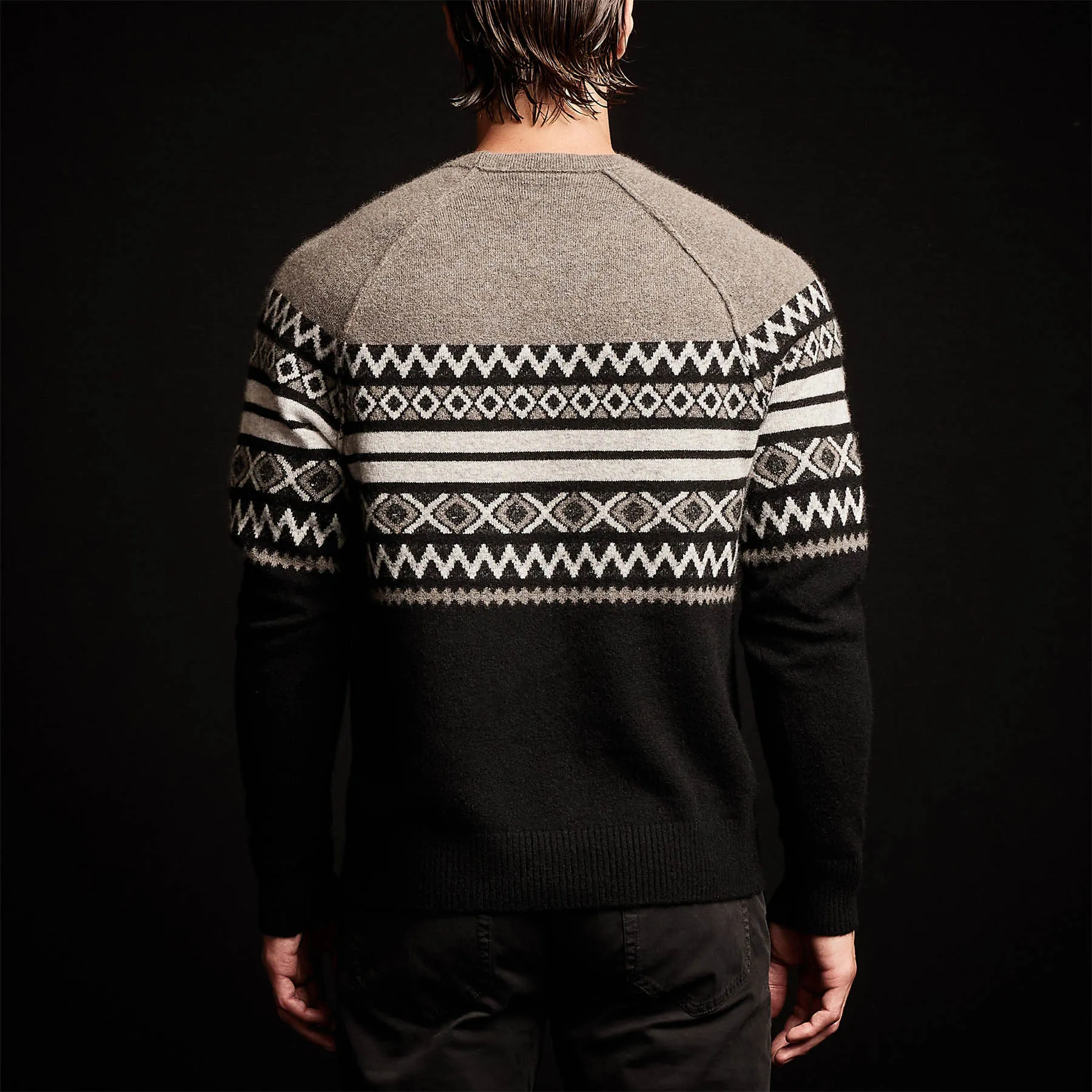 Fair Isle Cotton Cashmere Sweater - Burro/Foggy/Black sold by James Perse product image thumbnail 5
