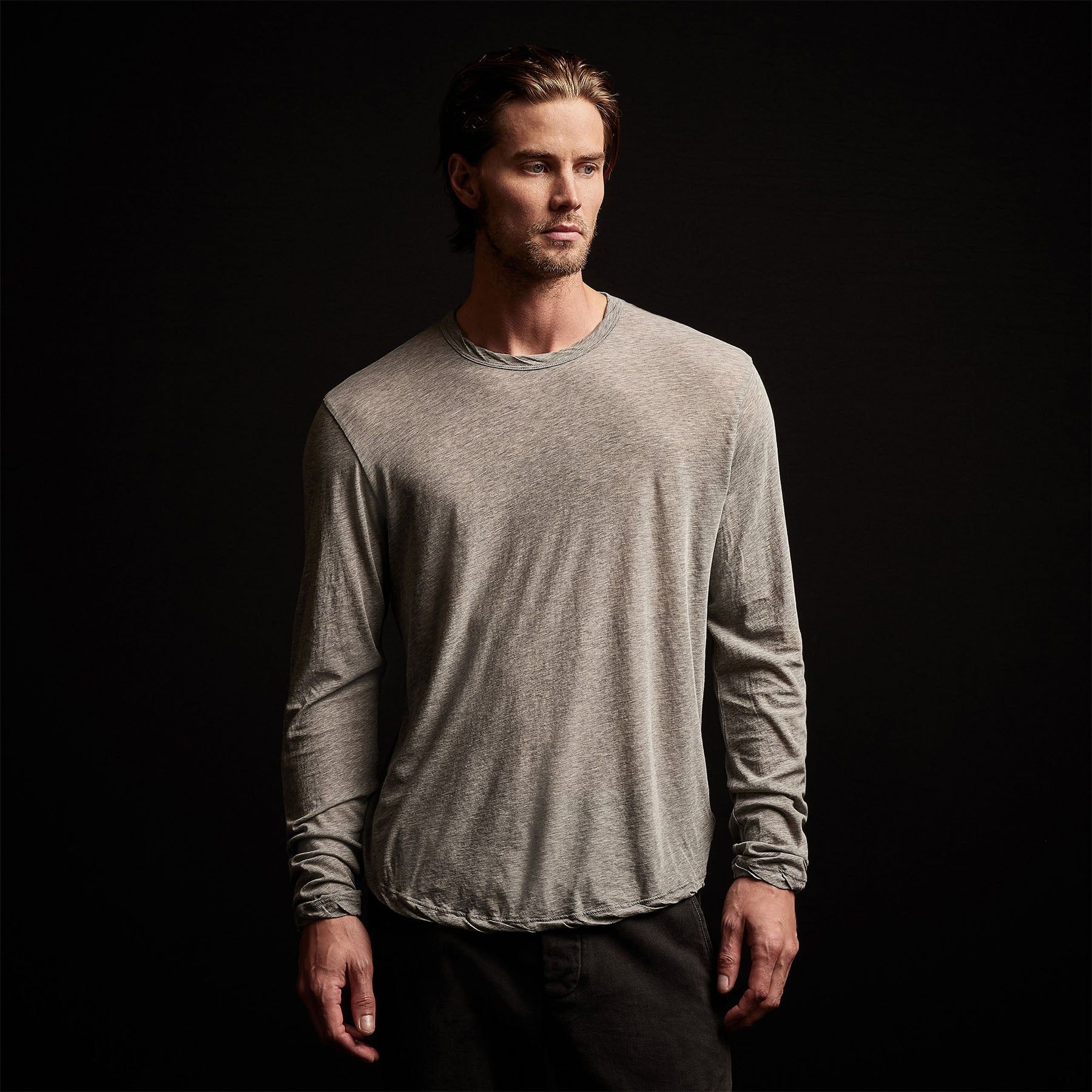 L/S Crew Neck Tee - Heather Grey sold by James Perse