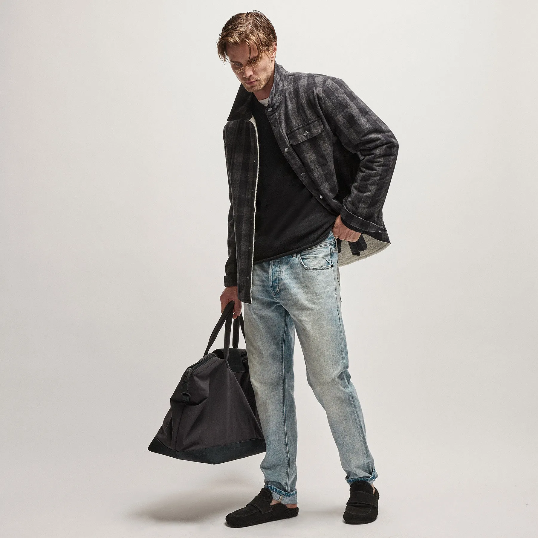 Sherpa Lined Plaid Jacket - Flannel/Black sold by James Perse product image thumbnail 3