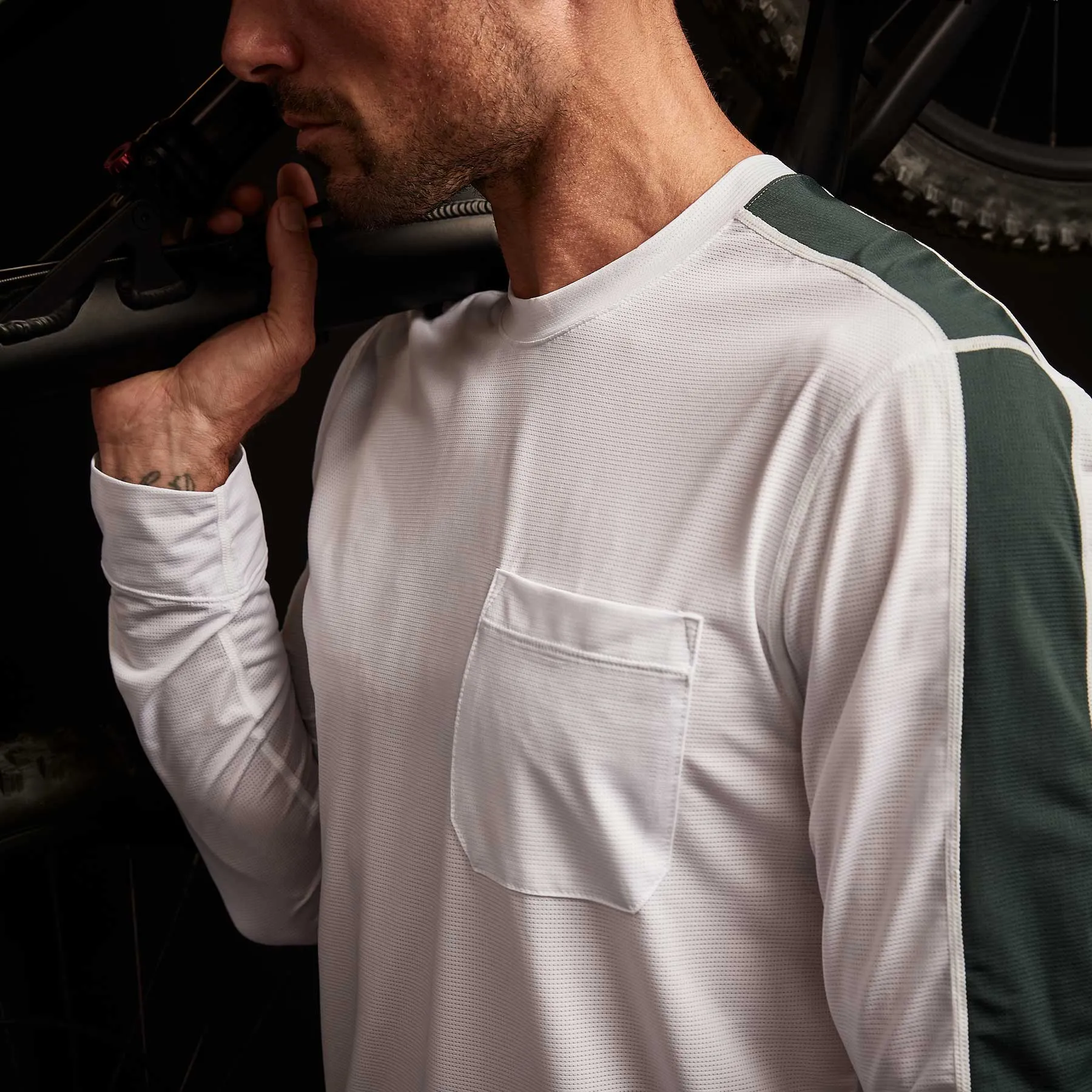 Graphic Striped Performance Tee - White/Bamboo sold by James Perse product image thumbnail 3