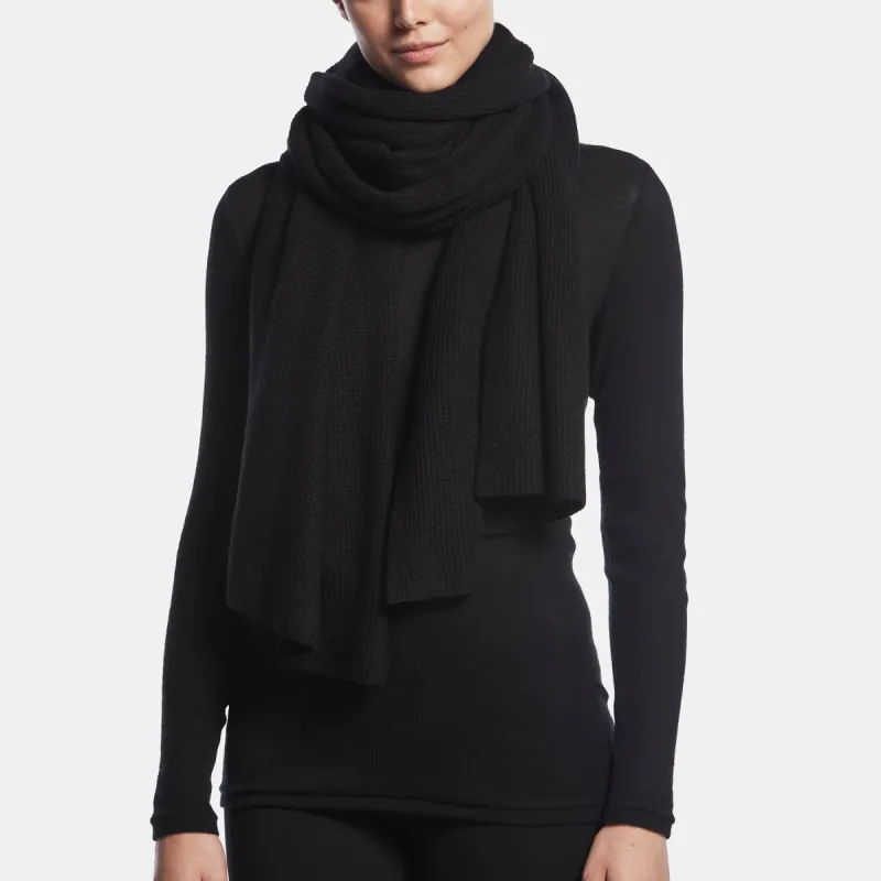 Cashmere Thermal Scarf - Black sold by James Perse