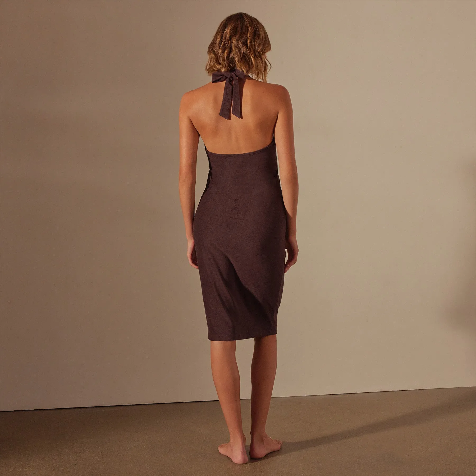 Cotton Terry Halter Dress - Mahogany sold by James Perse product image thumbnail 4