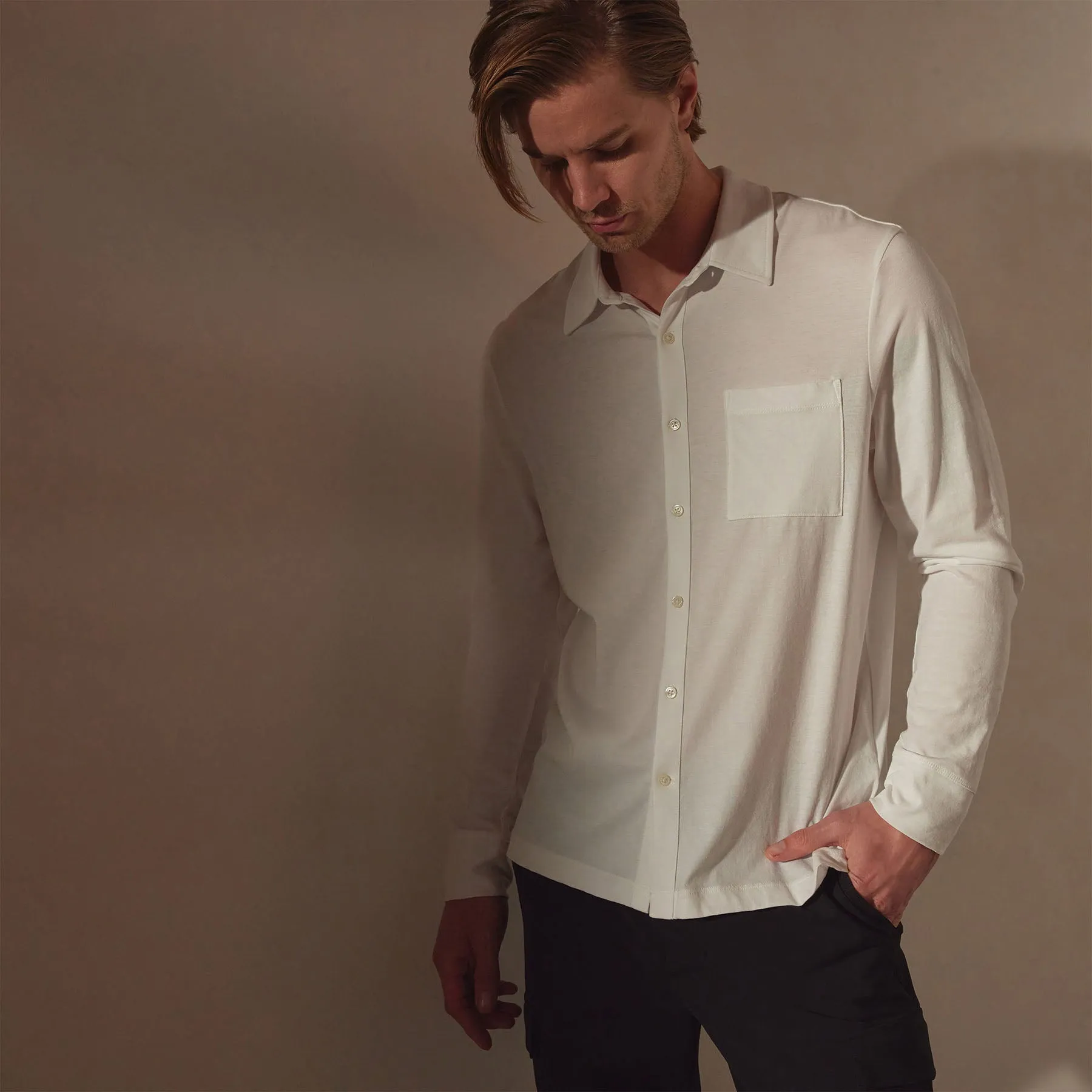 Clean Finish Jersey Shirt - White sold by James Perse