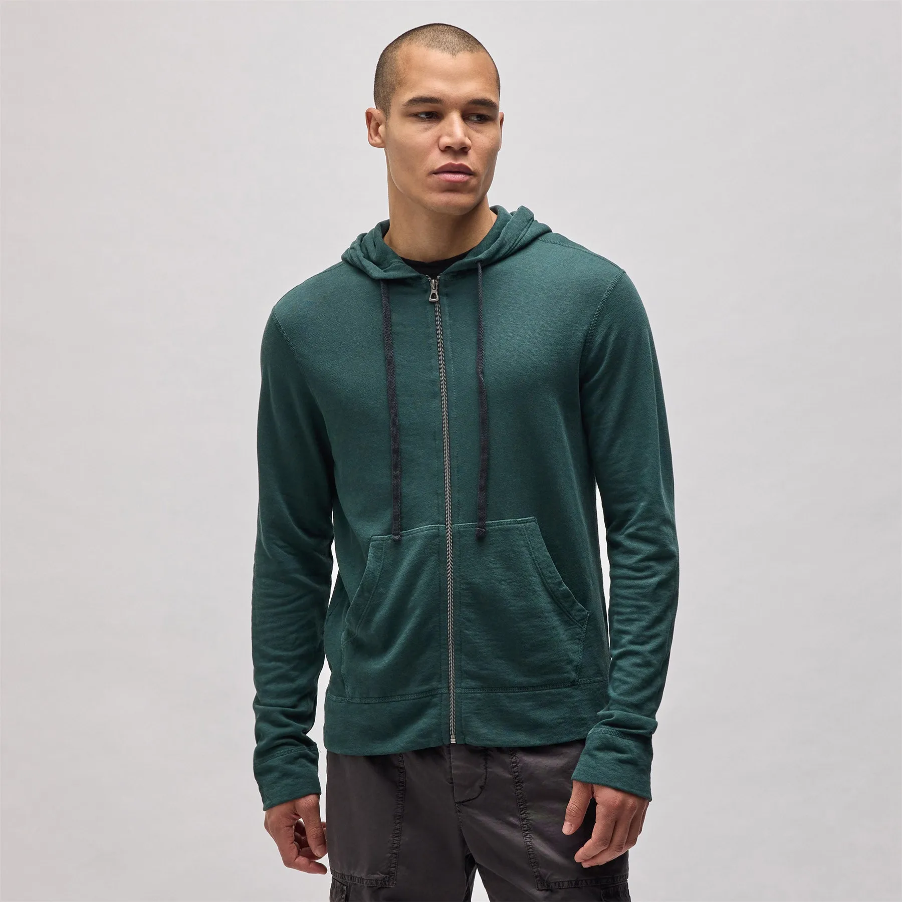 Vintage French Terry Zip Up Hoodie - Canopy Pigment sold by James Perse