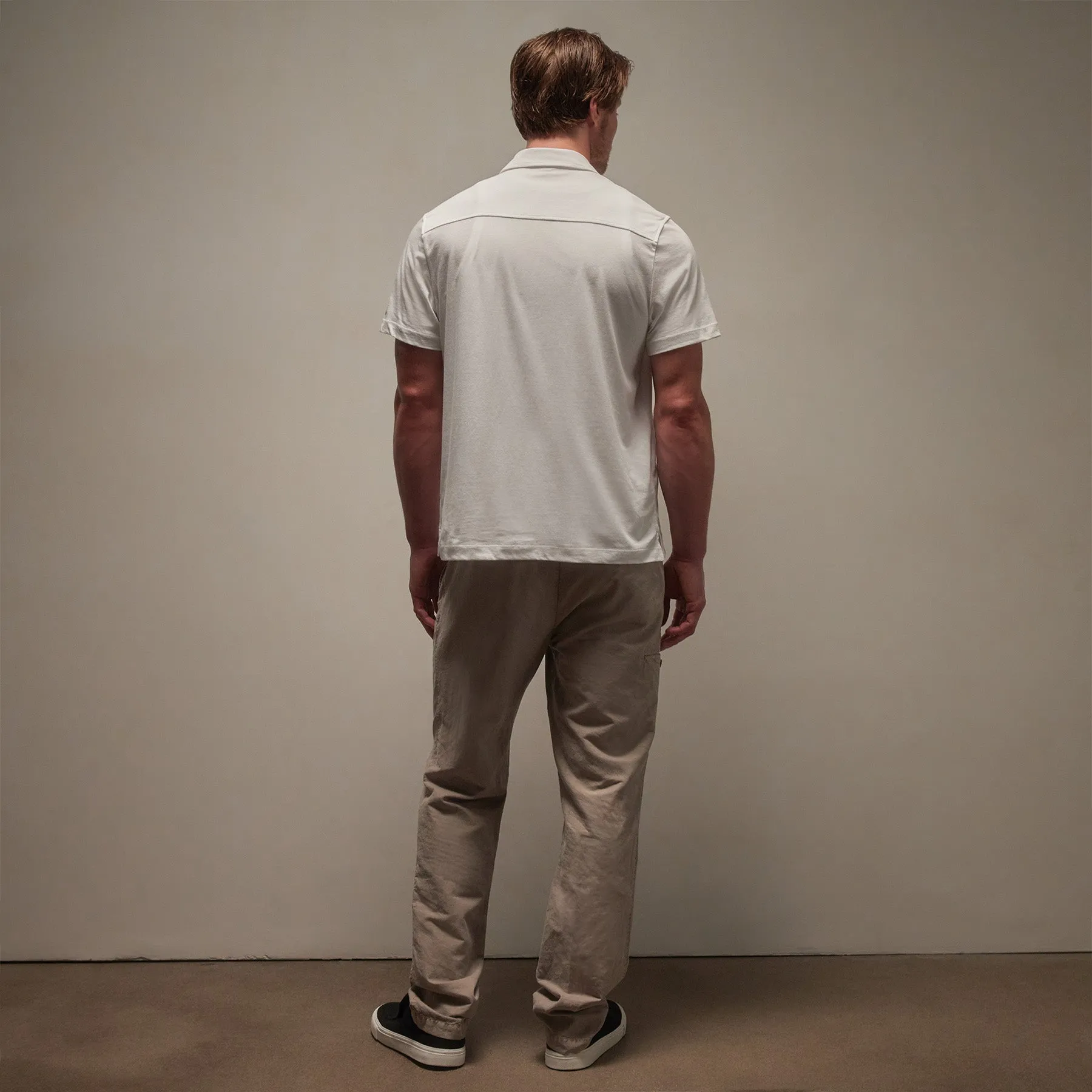 Clean Contrast Placket Short Sleeve - White/Parchment sold by James Perse product image thumbnail 4