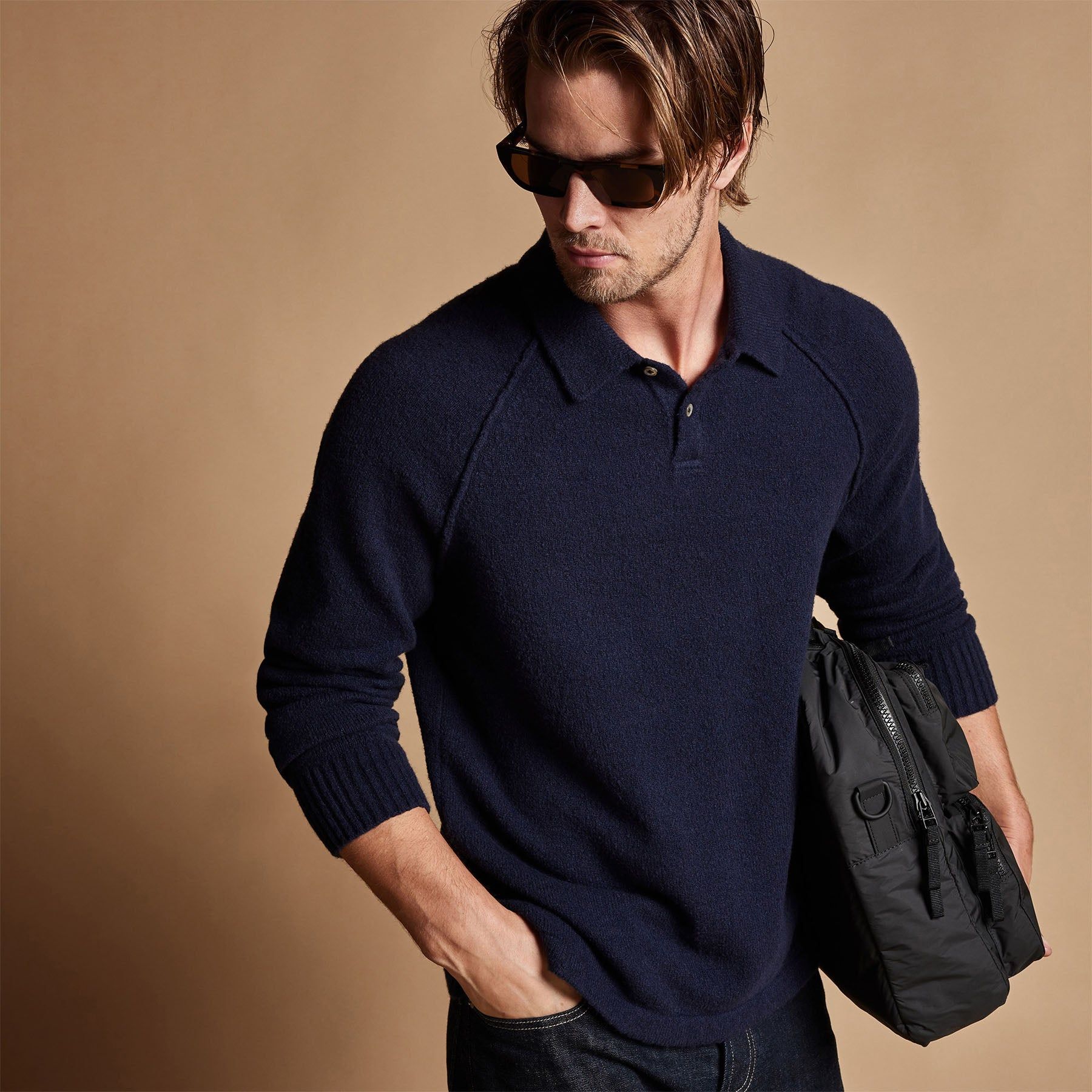 Bayshore Cashmere Polo - Navy sold by James Perse