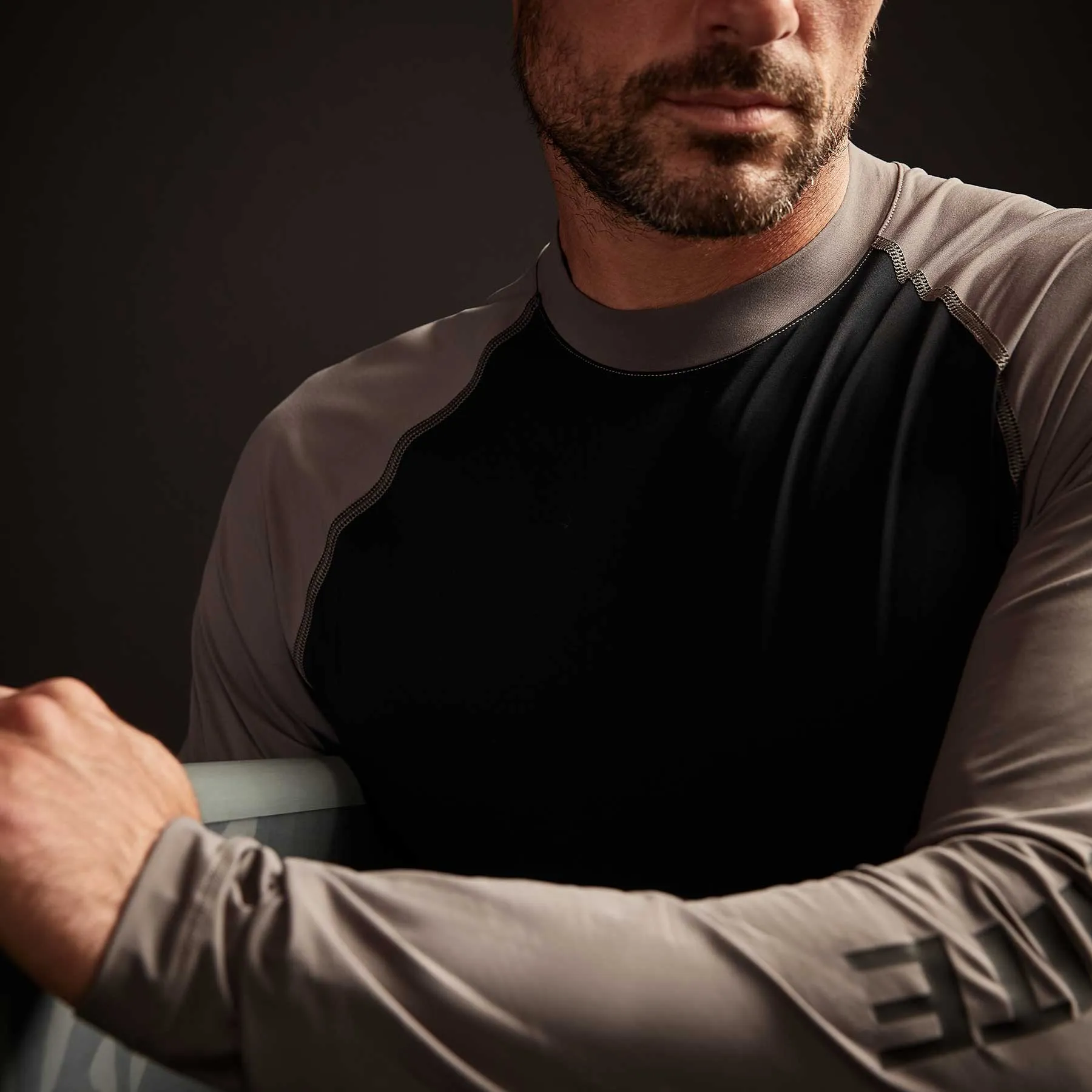 Graphic Performance Knit Raglan - Black/Raccoon Grey sold by James Perse product image thumbnail 5