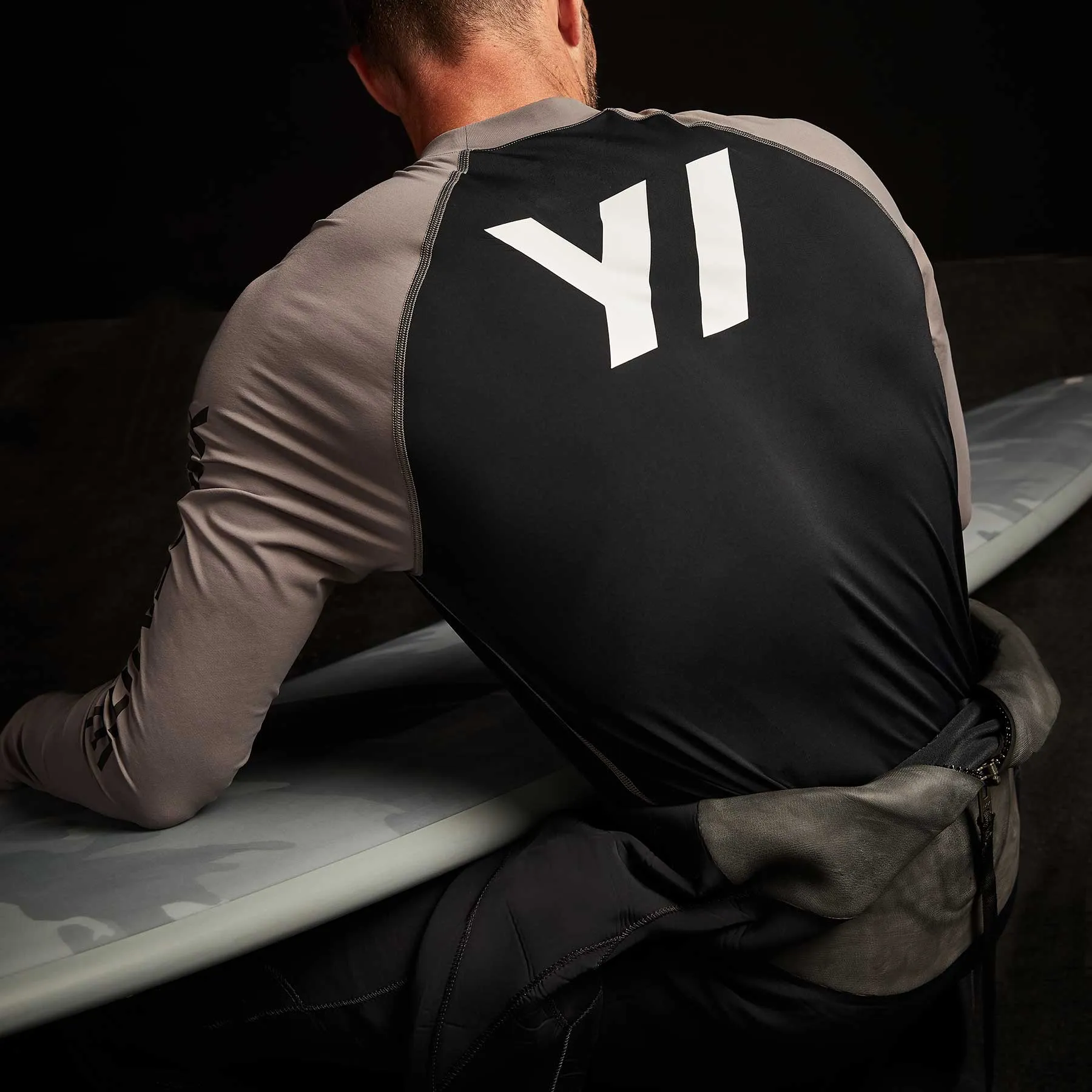 Graphic Performance Knit Raglan - Black/Raccoon Grey sold by James Perse product image thumbnail 2