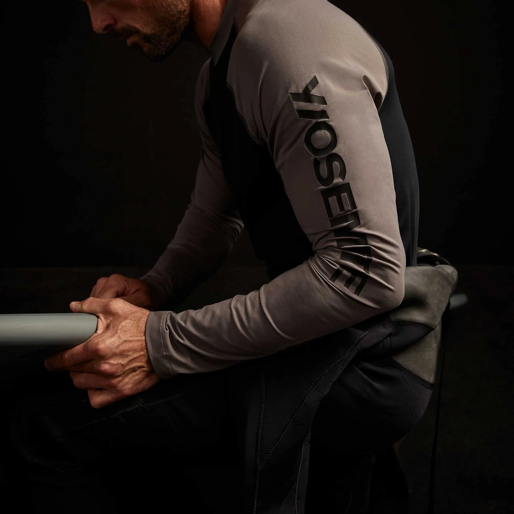 Graphic Performance Knit Raglan - Black/Raccoon Grey sold by James Perse product image thumbnail 3