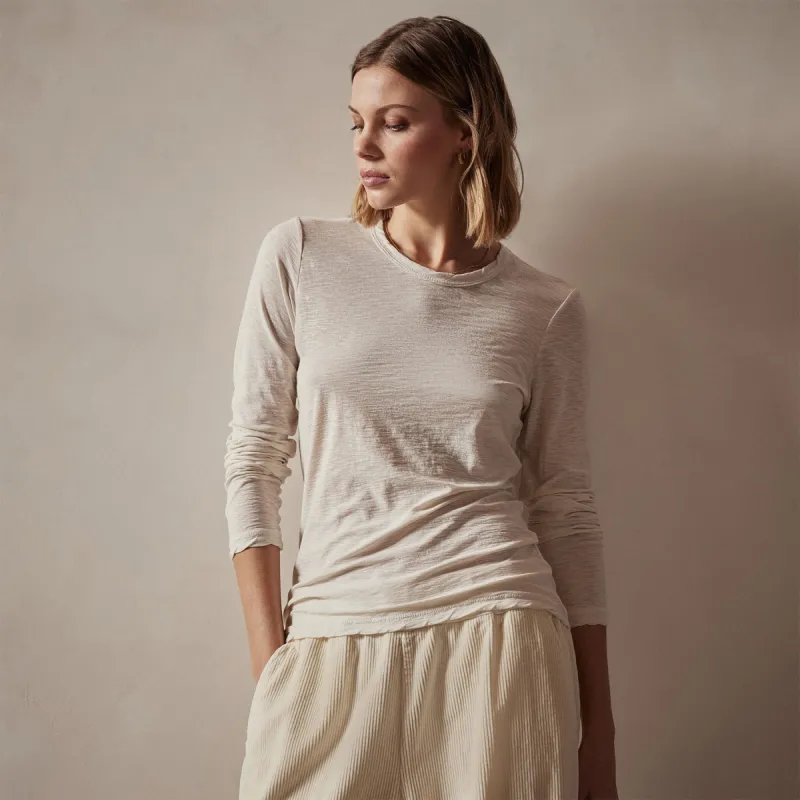 Sheer Slub Long Sleeve Crew - Canvas sold by James Perse