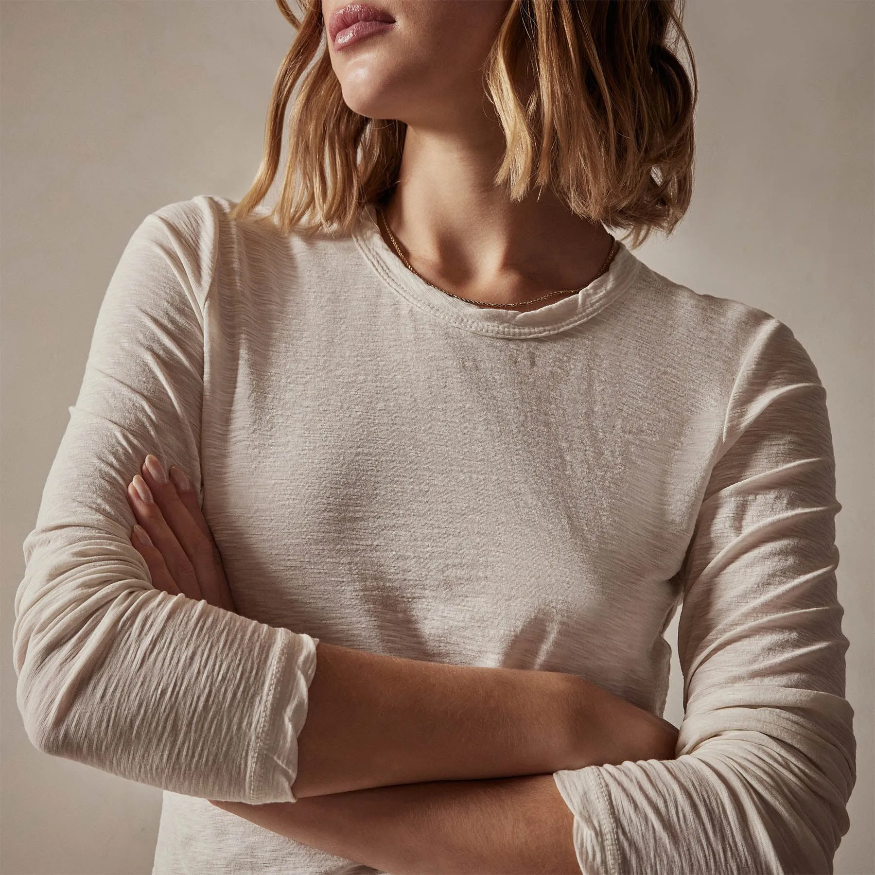 Sheer Slub Long Sleeve Crew - Canvas sold by James Perse product image thumbnail 3