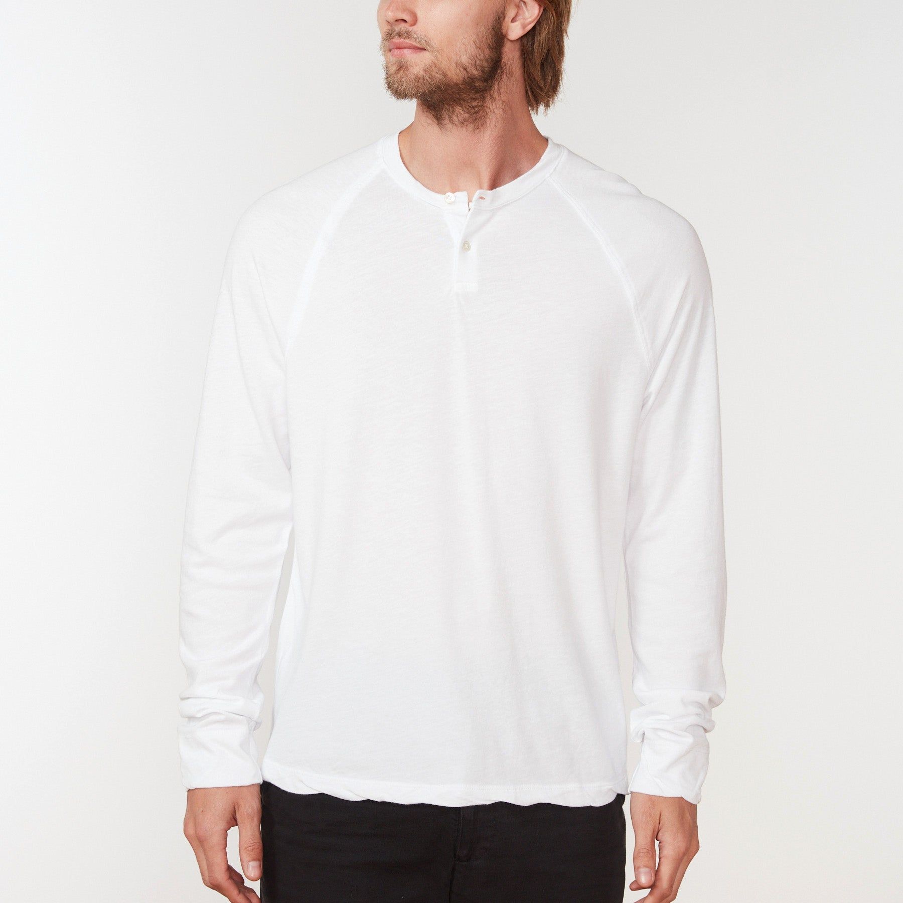Jersey Raglan Henley - White sold by James Perse