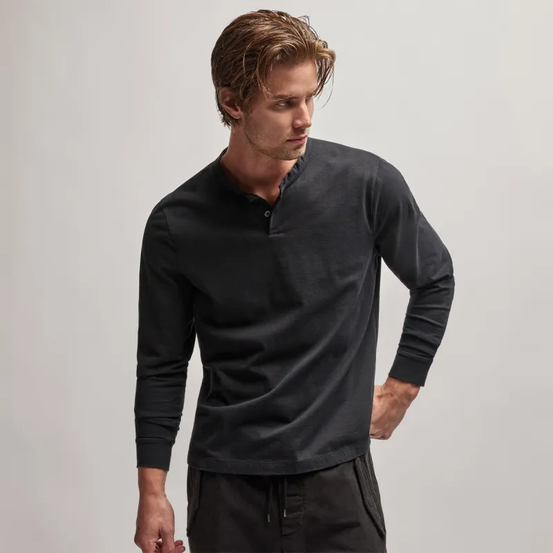 Heavy Luxe Jersey Henley - Black sold by James Perse