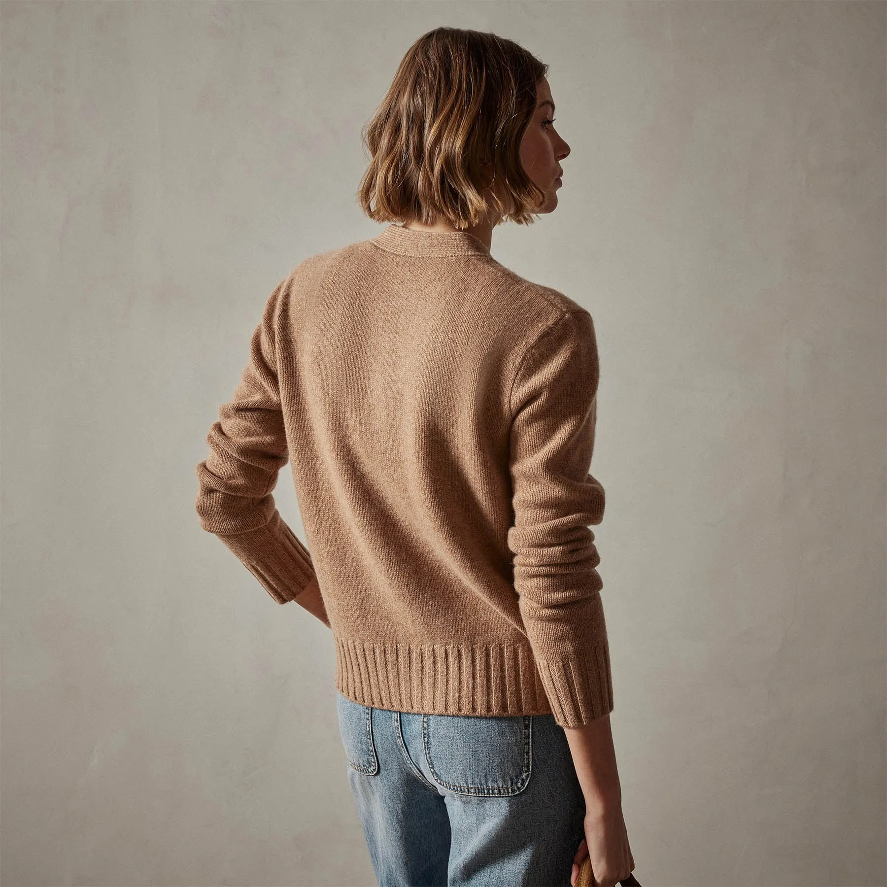 Shrunken Recycled Cashmere Cardigan - Caramel sold by James Perse product image thumbnail 4