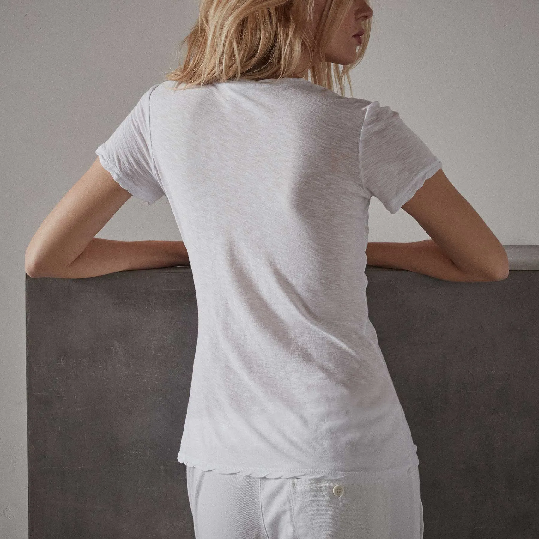 Sheer Slub Casual V Neck - White sold by James Perse product image thumbnail 5