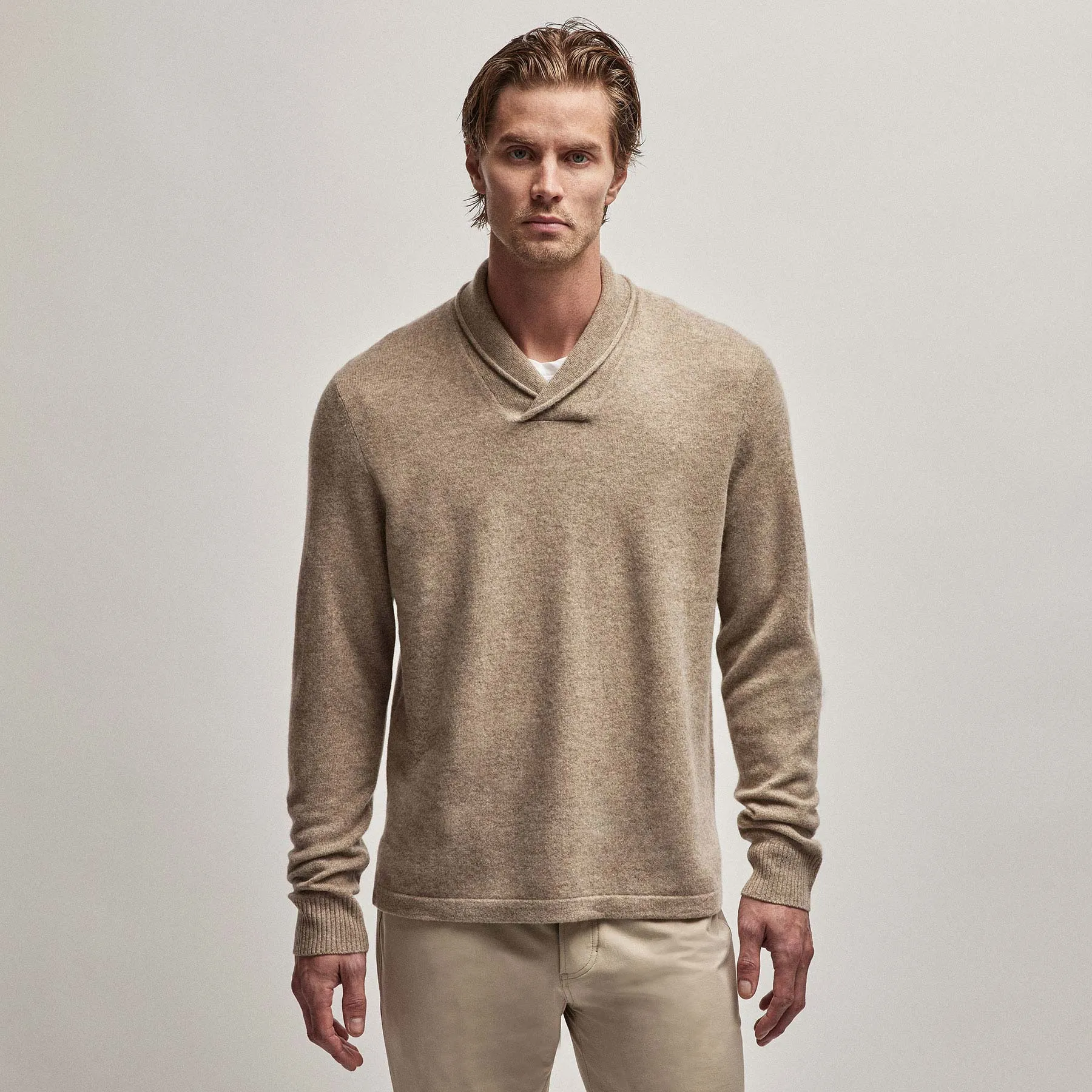 Recycled Cashmere Shawl Collar Sweater - Coyote sold by James Perse product image thumbnail 4