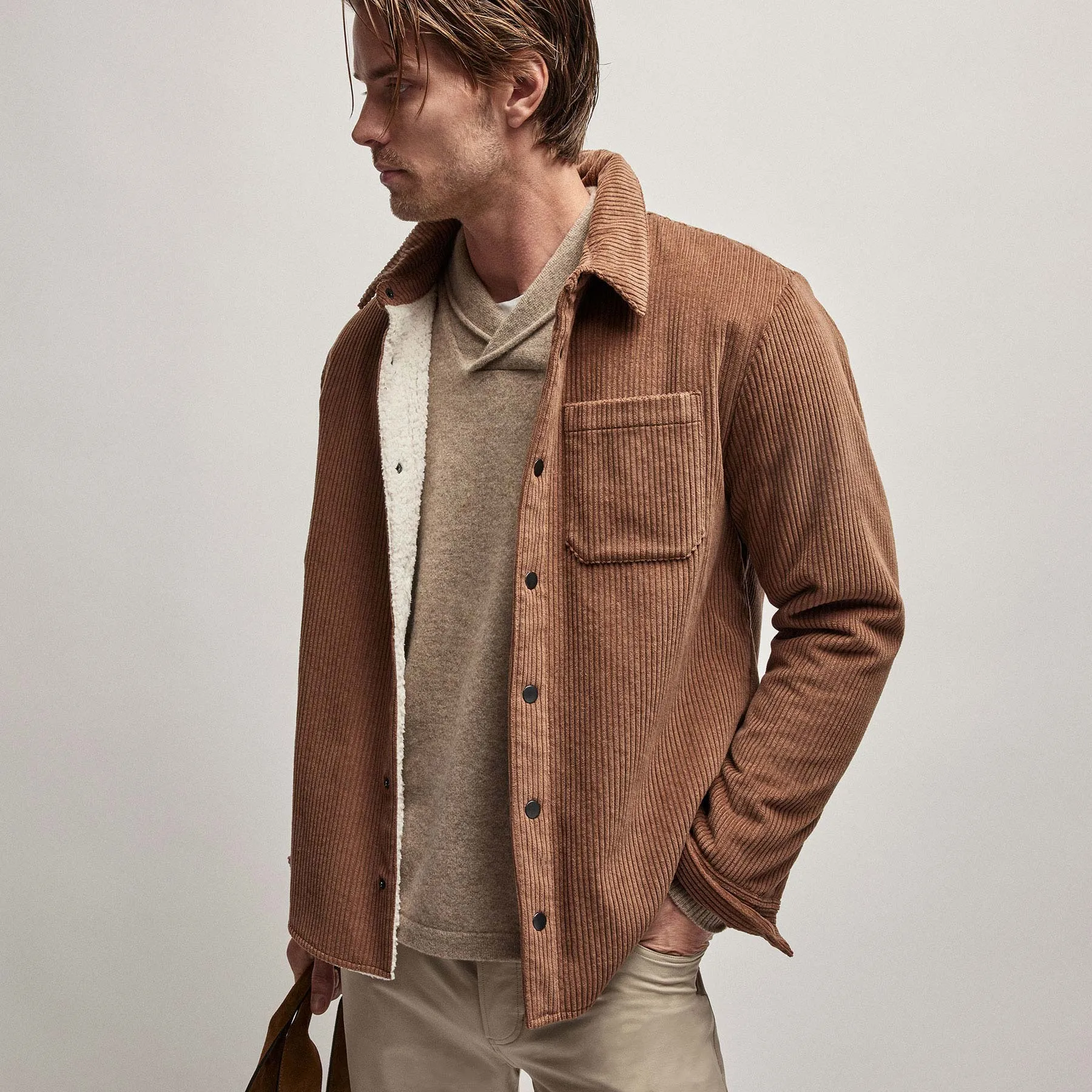 Recycled Cashmere Shawl Collar Sweater - Coyote sold by James Perse product image thumbnail 3