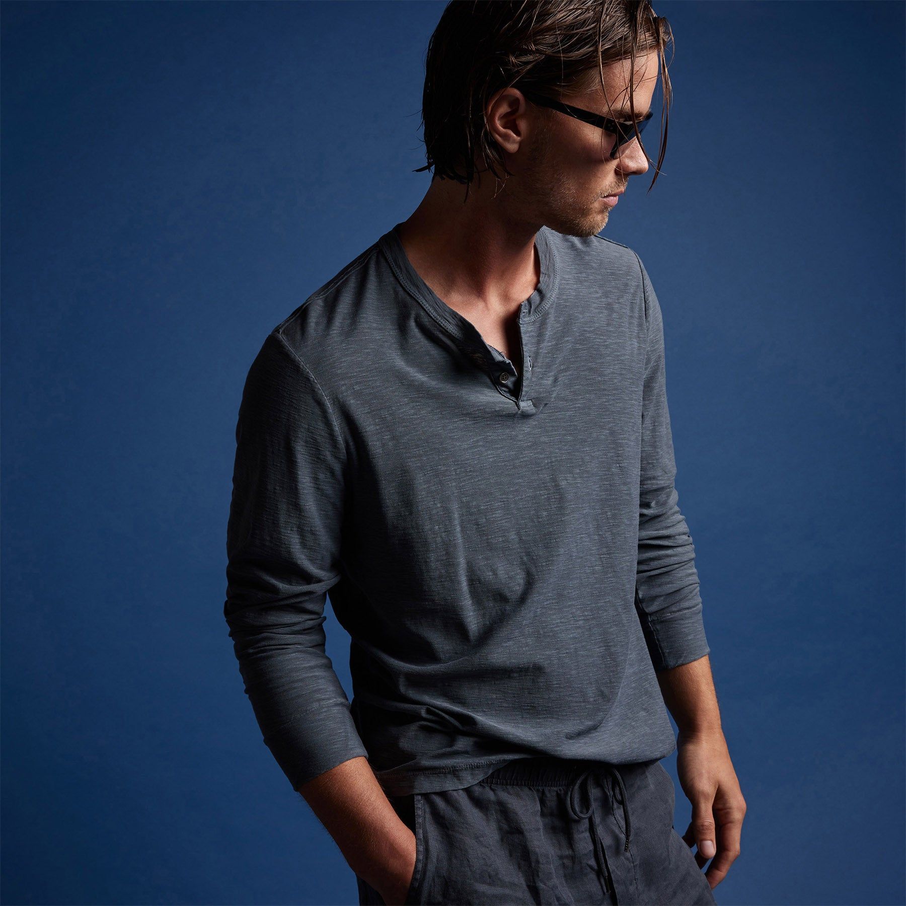 Reverse Slub Jersey Henley - Maine Pigment sold by James Perse