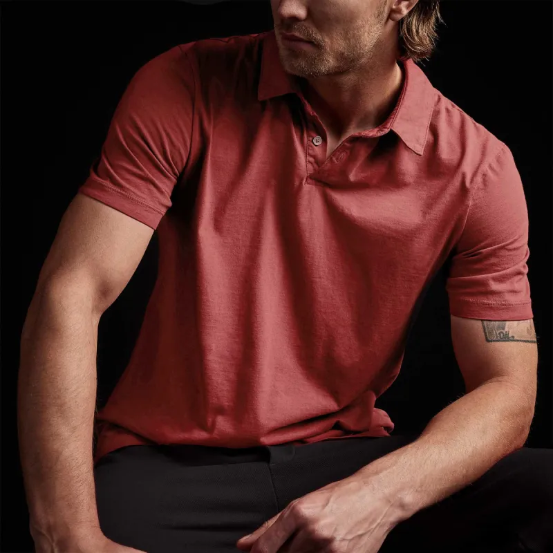Sueded Jersey Polo - Fire Brick Pigment sold by James Perse