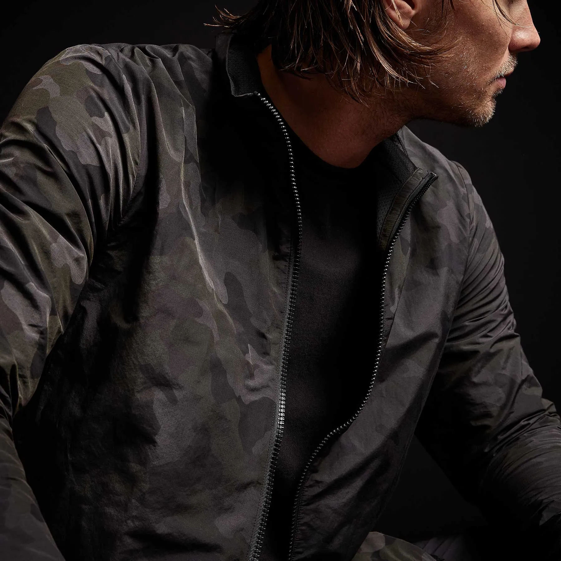 Camo Cotton Nylon Windbreaker - Dark Olive Camo sold by James Perse product image thumbnail 2