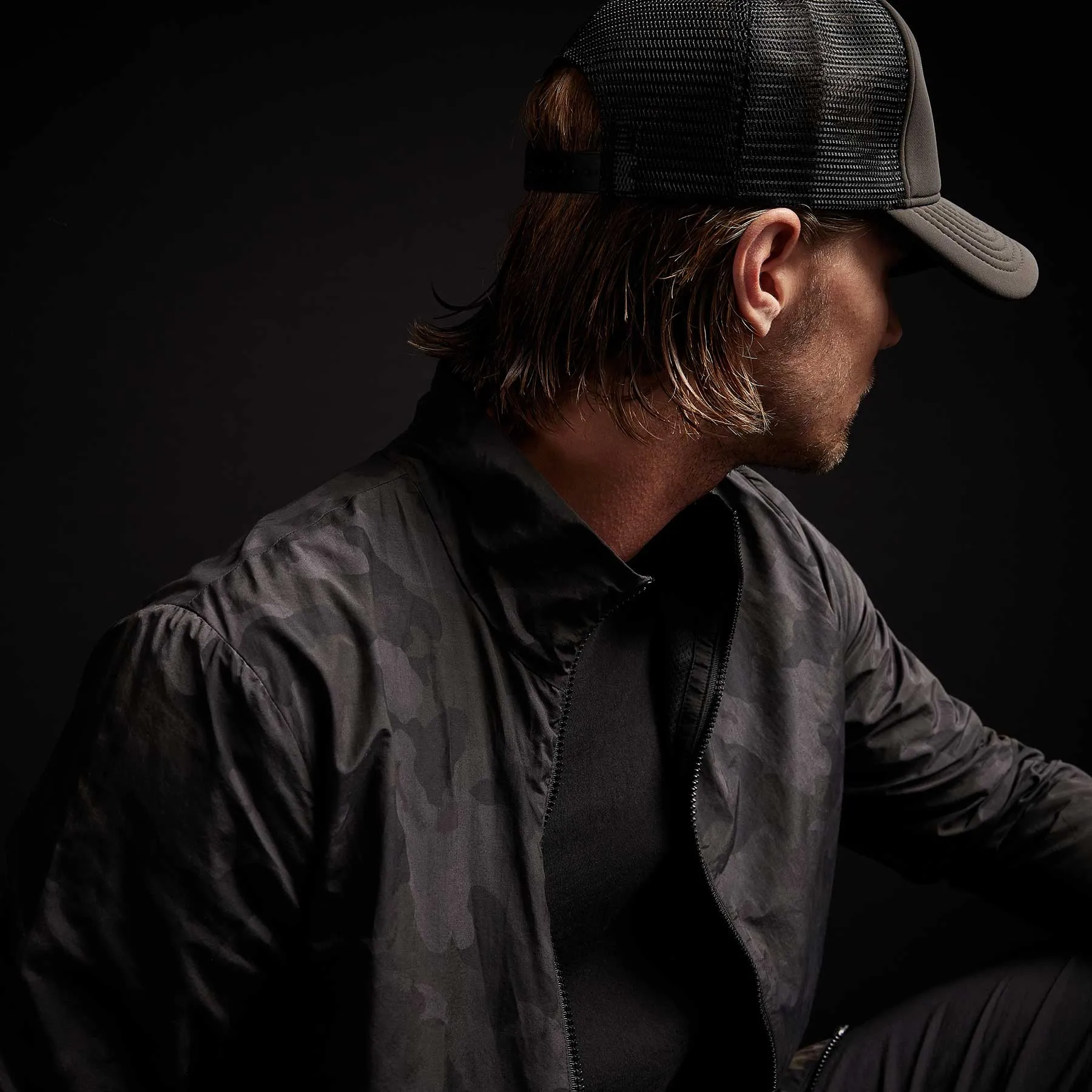 Camo Cotton Nylon Windbreaker - Dark Olive Camo sold by James Perse product image thumbnail 3