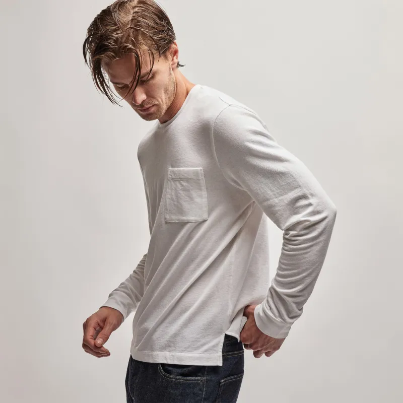 French Terry Pocket Crew - White sold by James Perse