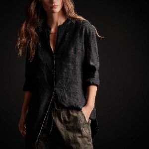 Lightweight Linen Shirt - Black sold by James Perse