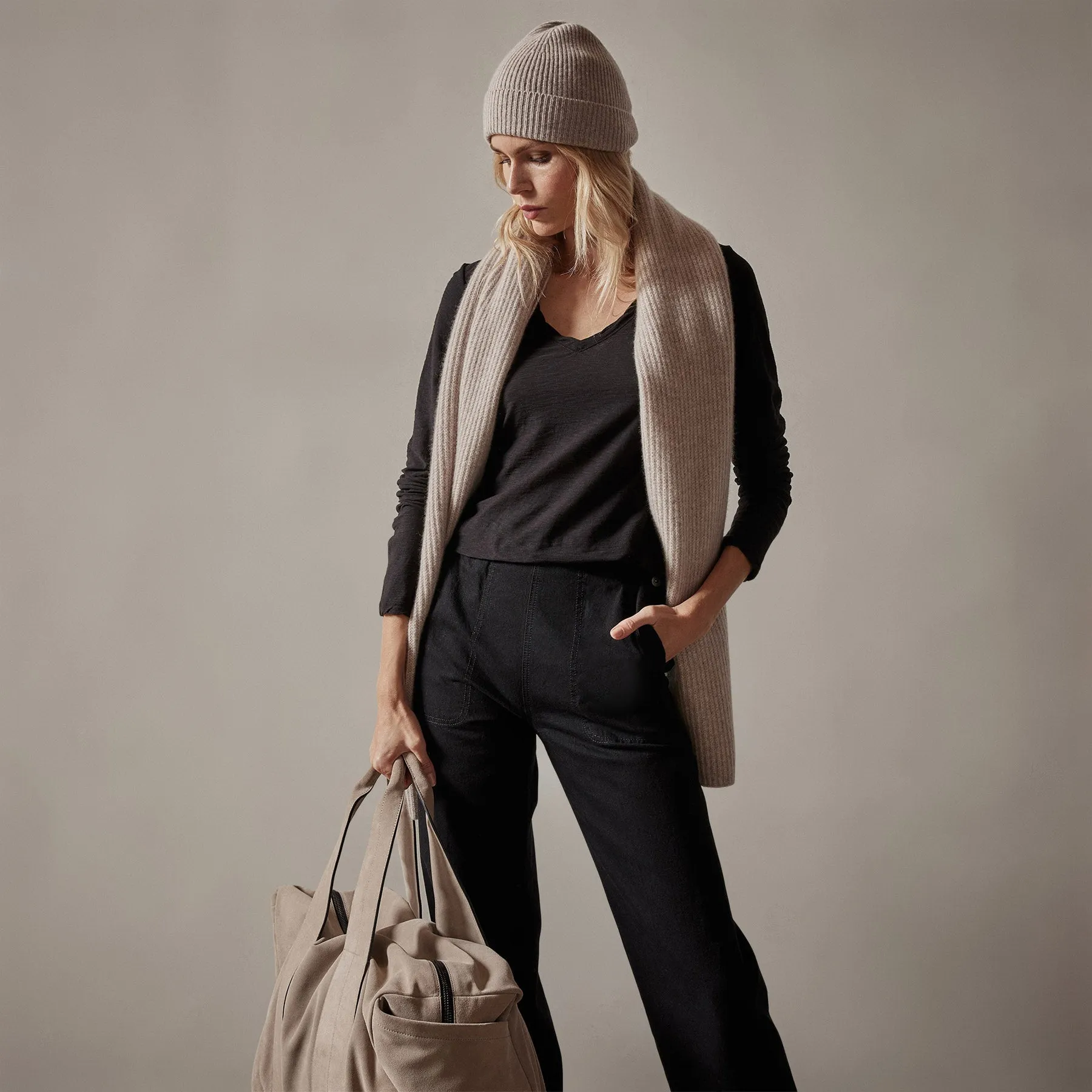 Sheer Slub Long Sleeve V Neck Tee - Black sold by James Perse product image thumbnail 3