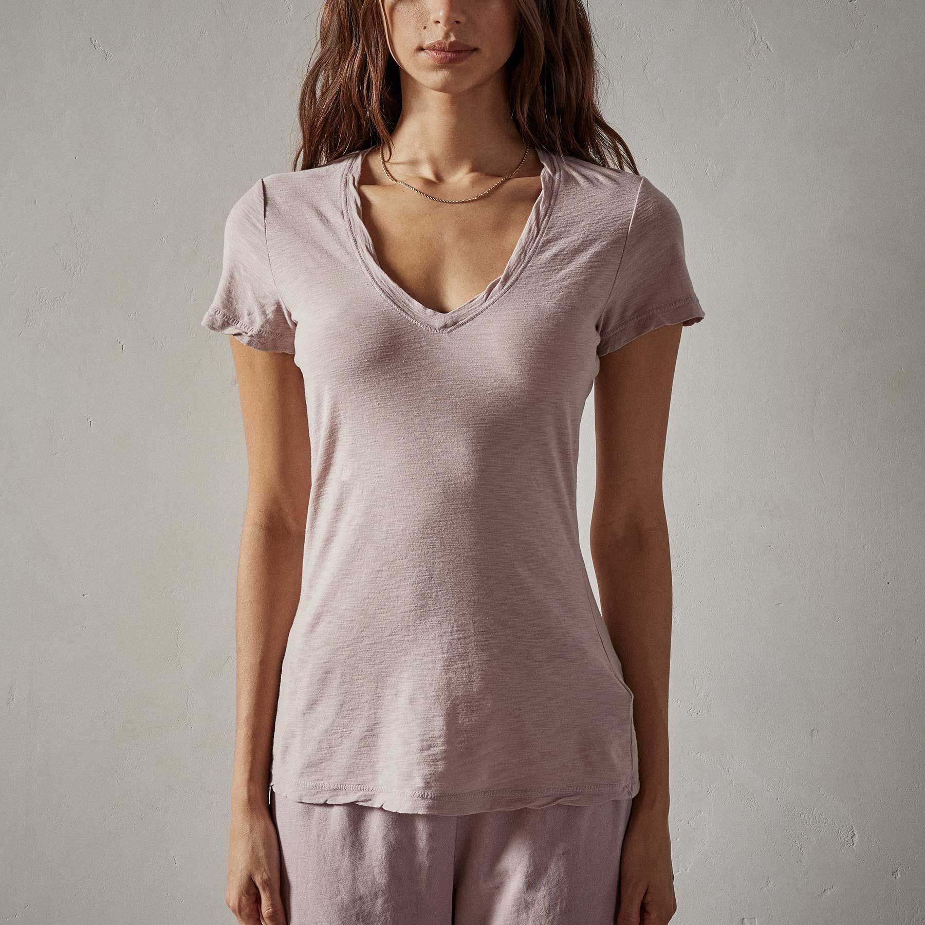 Sheer Slub Casual V Neck - Calamine sold by James Perse product image thumbnail 4