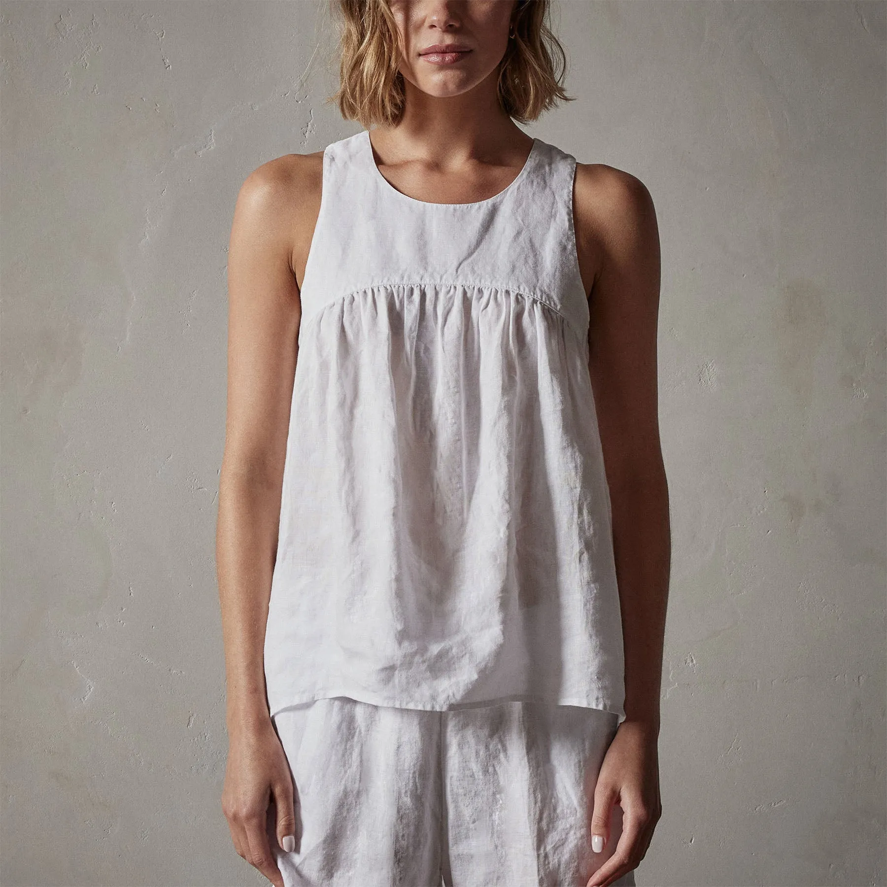 Gathered Linen Top - White sold by James Perse product image thumbnail 5