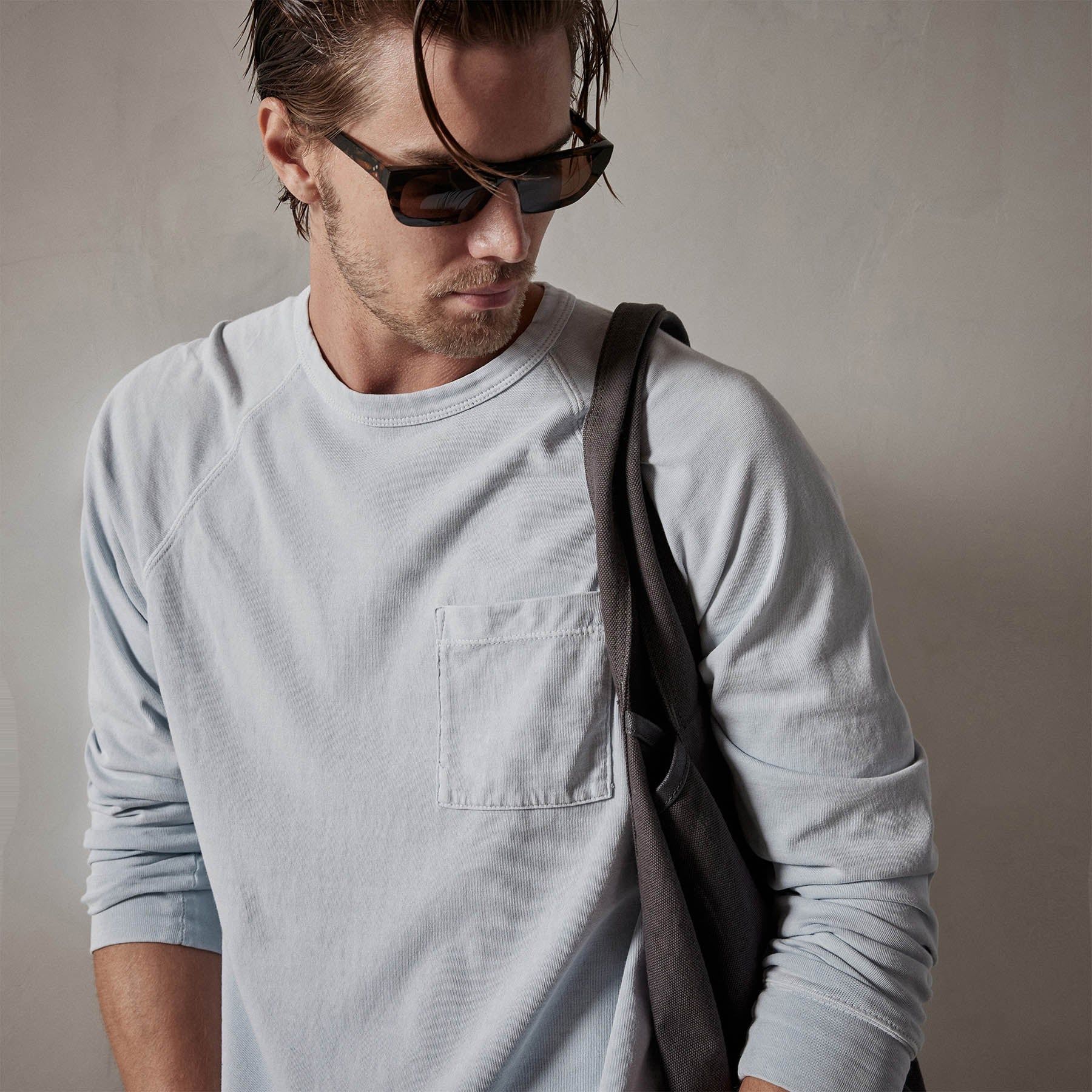 Cotton Jersey Pocket Raglan - Baby Blue Pigment sold by James Perse product image thumbnail 3