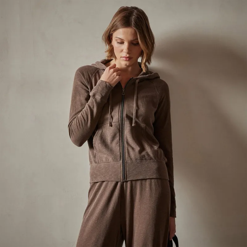 Vintage French Terry Zip Up Hoodie - Fox Pigment sold by James Perse