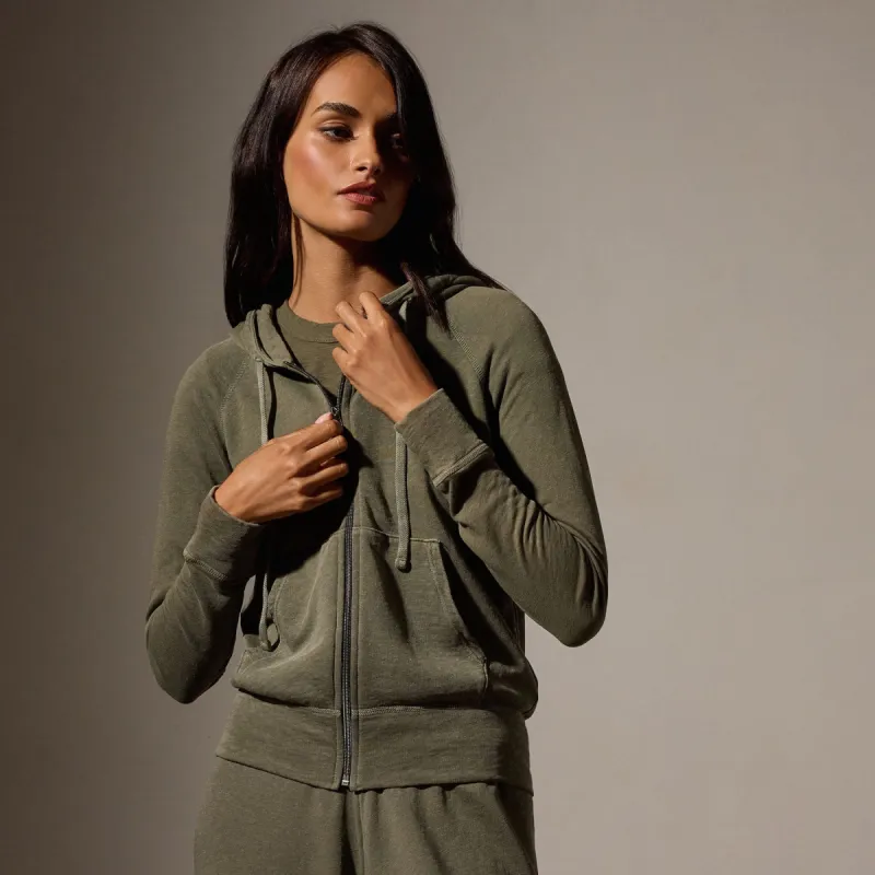Vintage French Terry Zip Up Hoodie - Trooper Pigment sold by James Perse