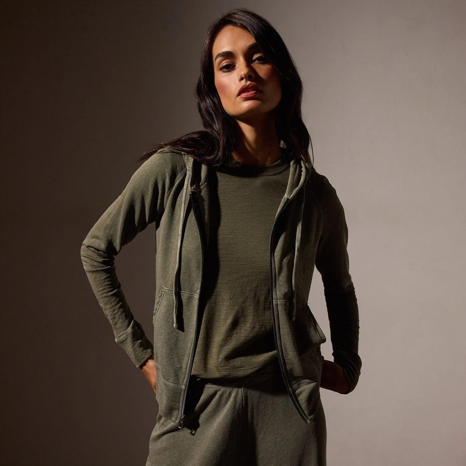 Vintage French Terry Zip Up Hoodie - Trooper Pigment sold by James Perse product image thumbnail 2