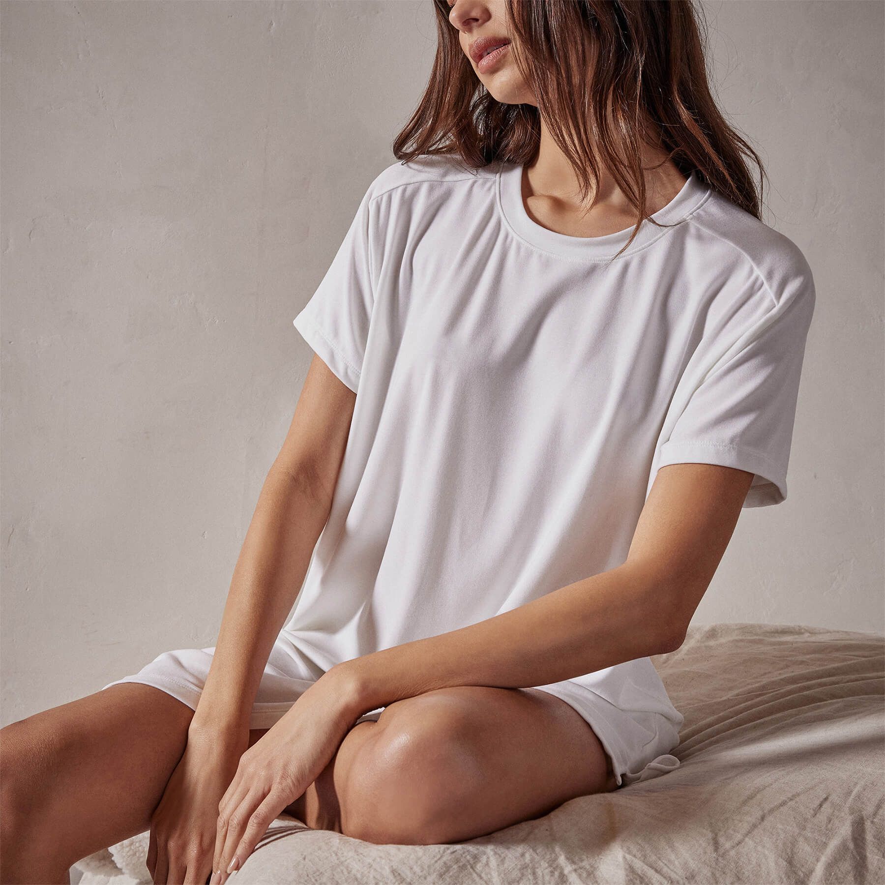 Short Sleeve Saddle Shoulder Sleep Tee - White sold by James Perse product image thumbnail 2