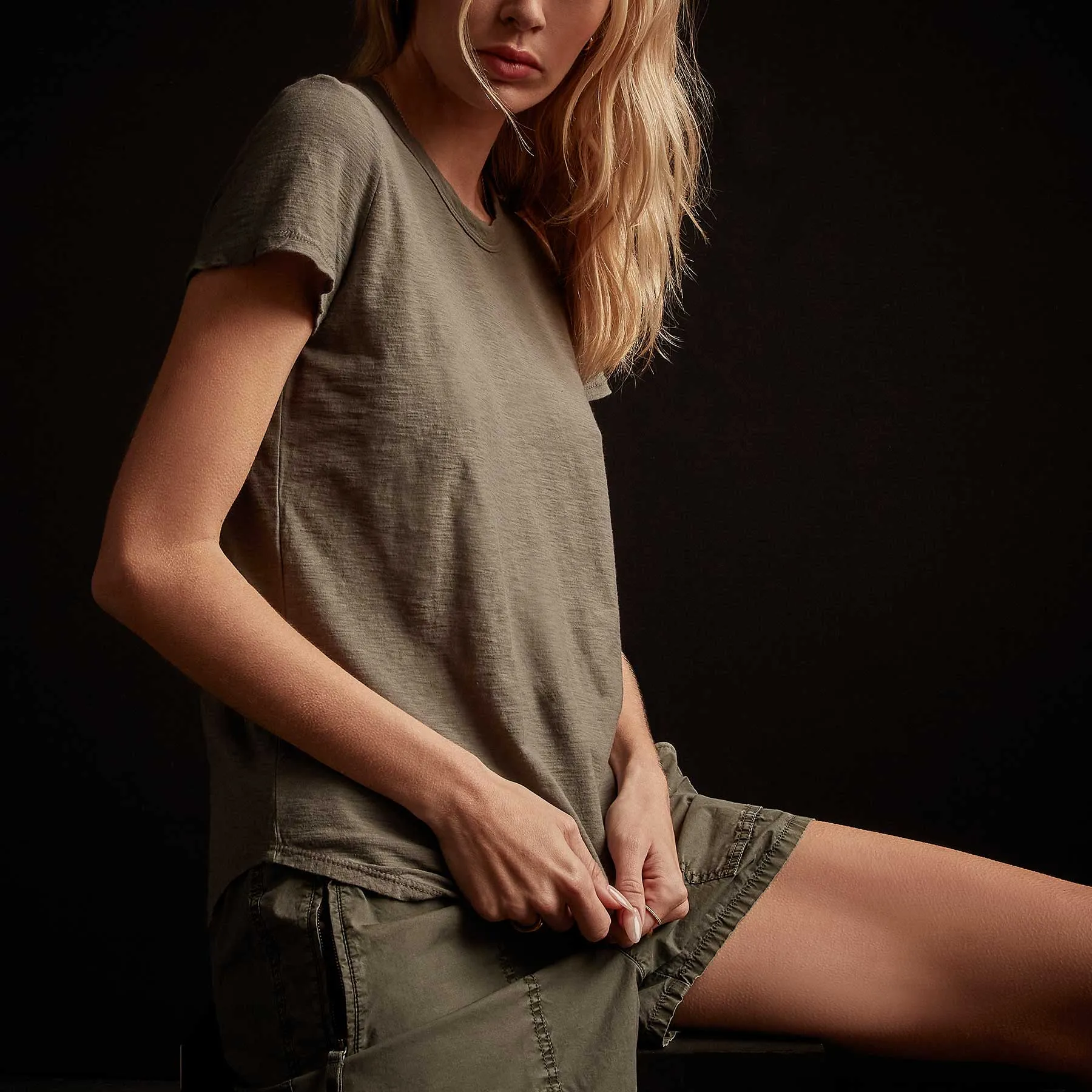 Sheer Slub Crew Neck Tee - Jungle sold by James Perse product image thumbnail 3