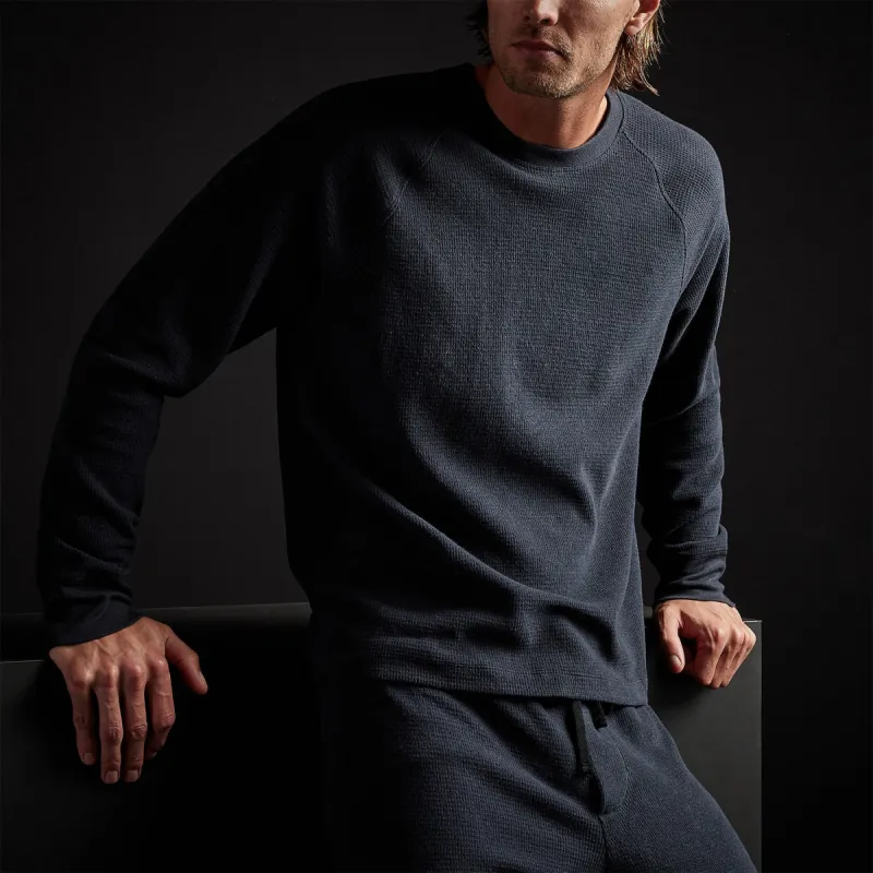 Thermal Knit Raglan Top - French Navy sold by James Perse