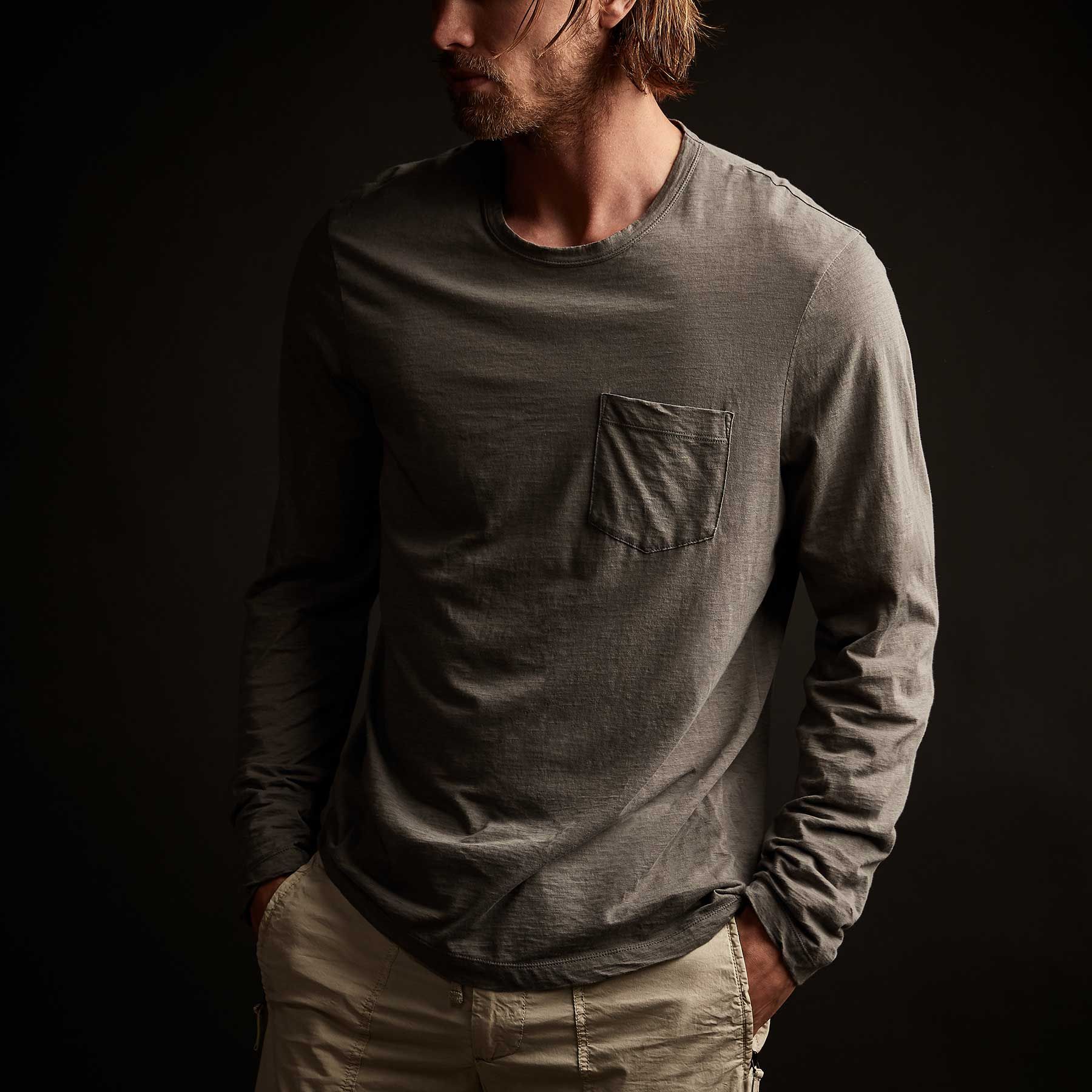 Recycled Lotus Jersey Pocket Crew - Amazon sold by James Perse