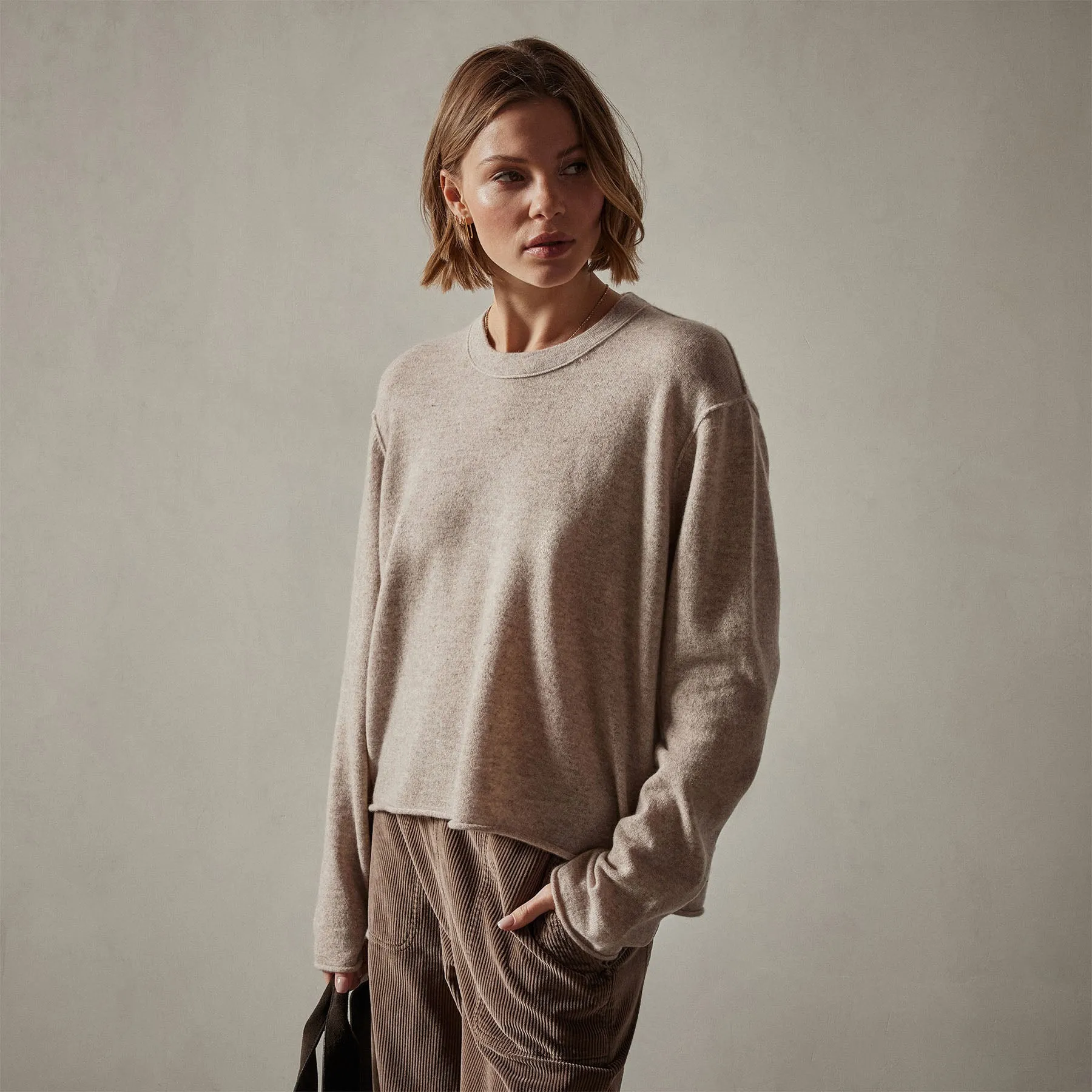 Cashmere Boxy Crew - Stone sold by James Perse product image thumbnail 3