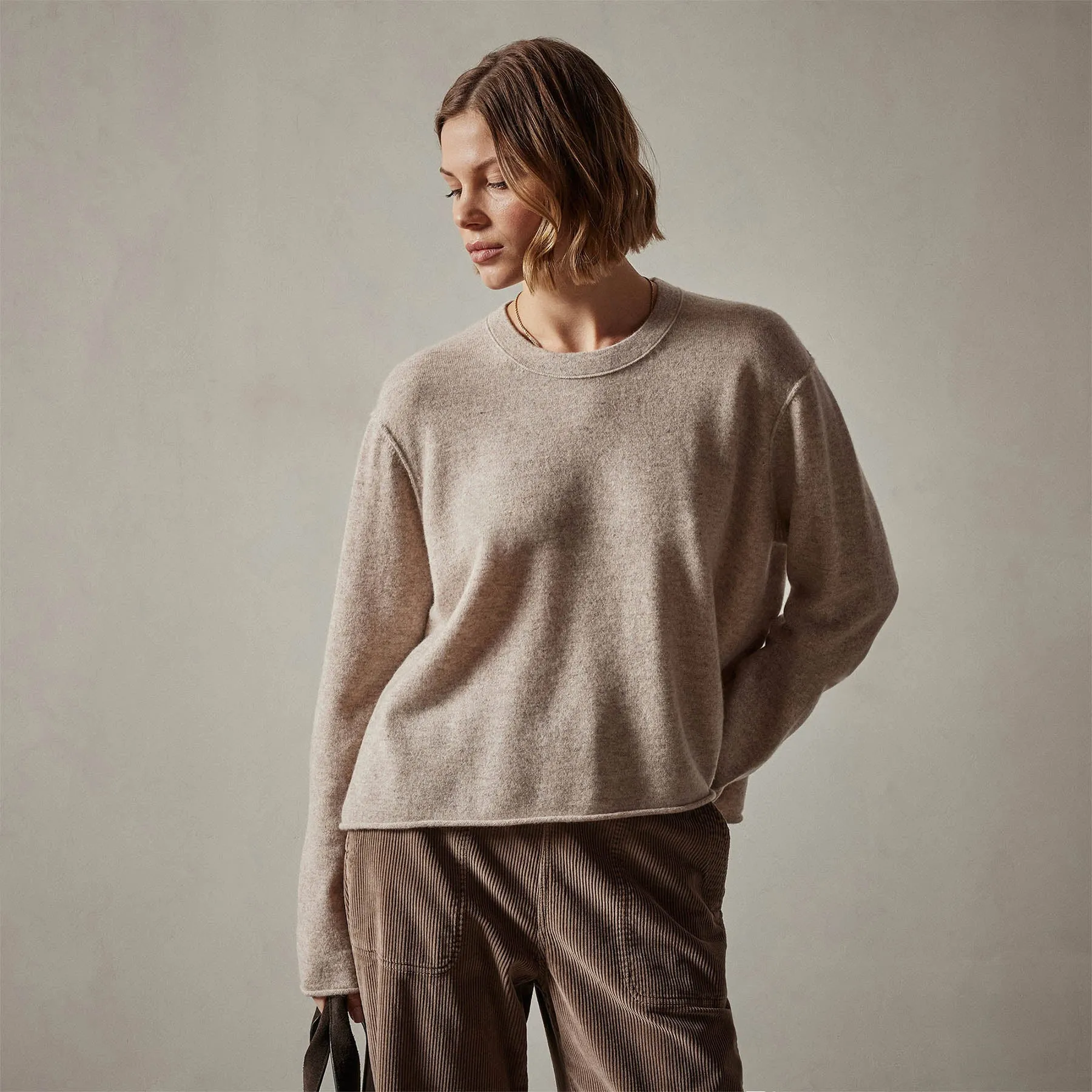 Cashmere Boxy Crew - Stone sold by James Perse