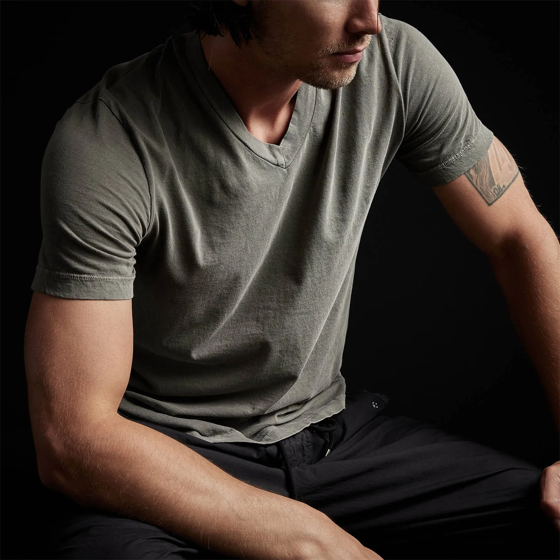 Short Sleeve V Neck - River Rock Pigment sold by James Perse product image thumbnail 2